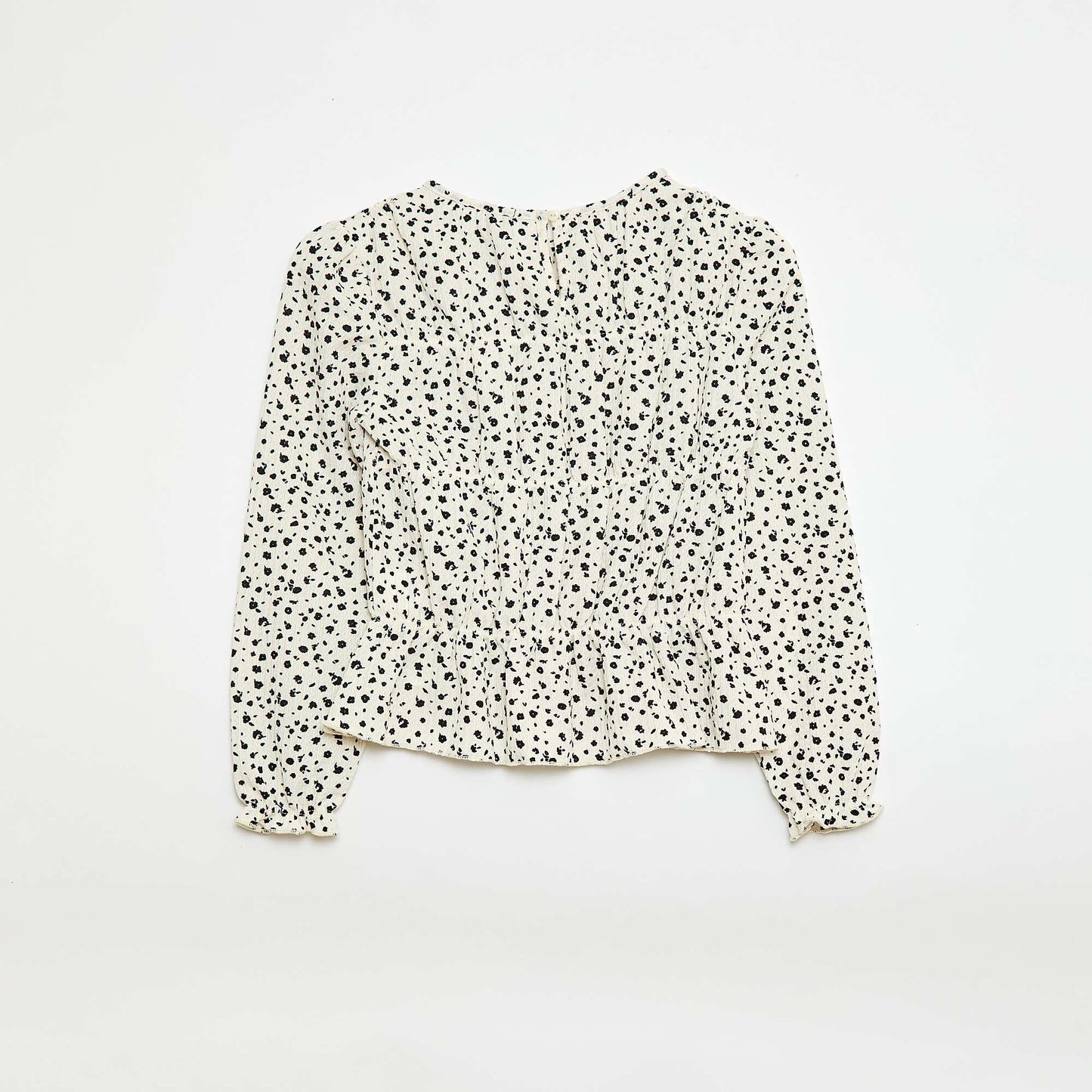 Blusa con estampado en punto crepé BLANCO