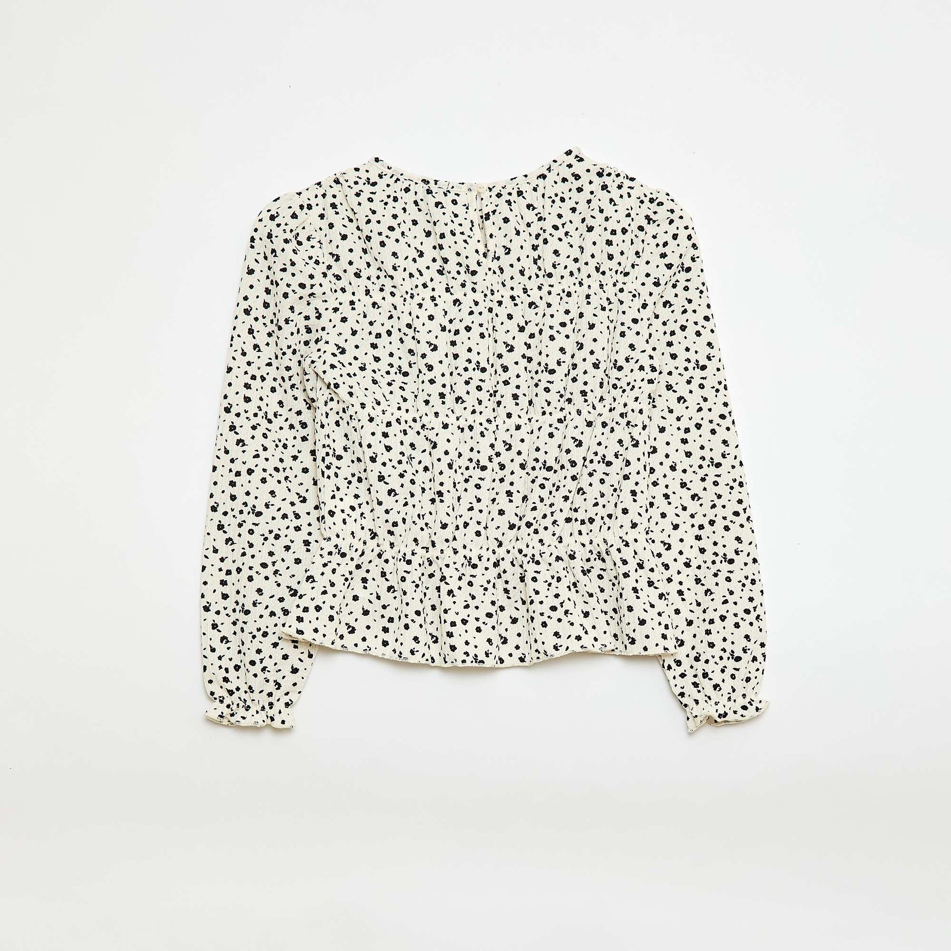 Blusa con estampado en punto crepé BLANCO