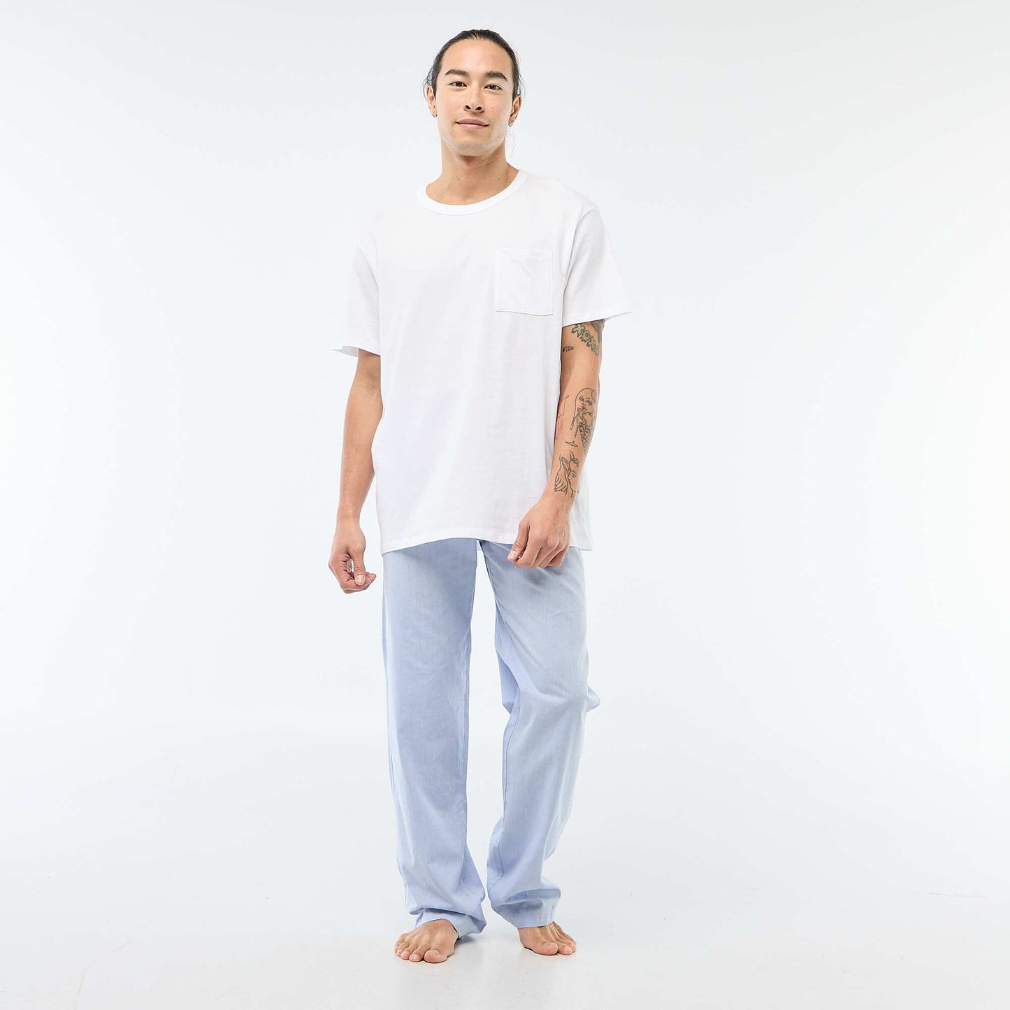 Pijama largo de popelina - 2 piezas AZUL