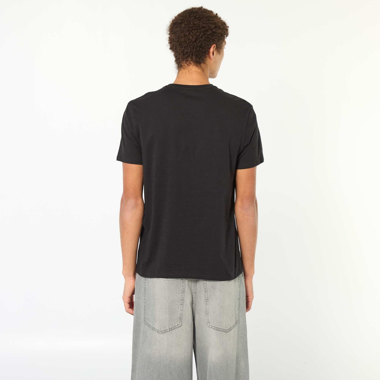 Camiseta estampada de algodón liso NEGRO