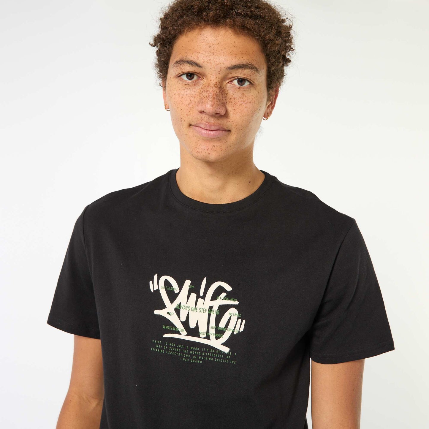 Camiseta estampada de algodón liso NEGRO