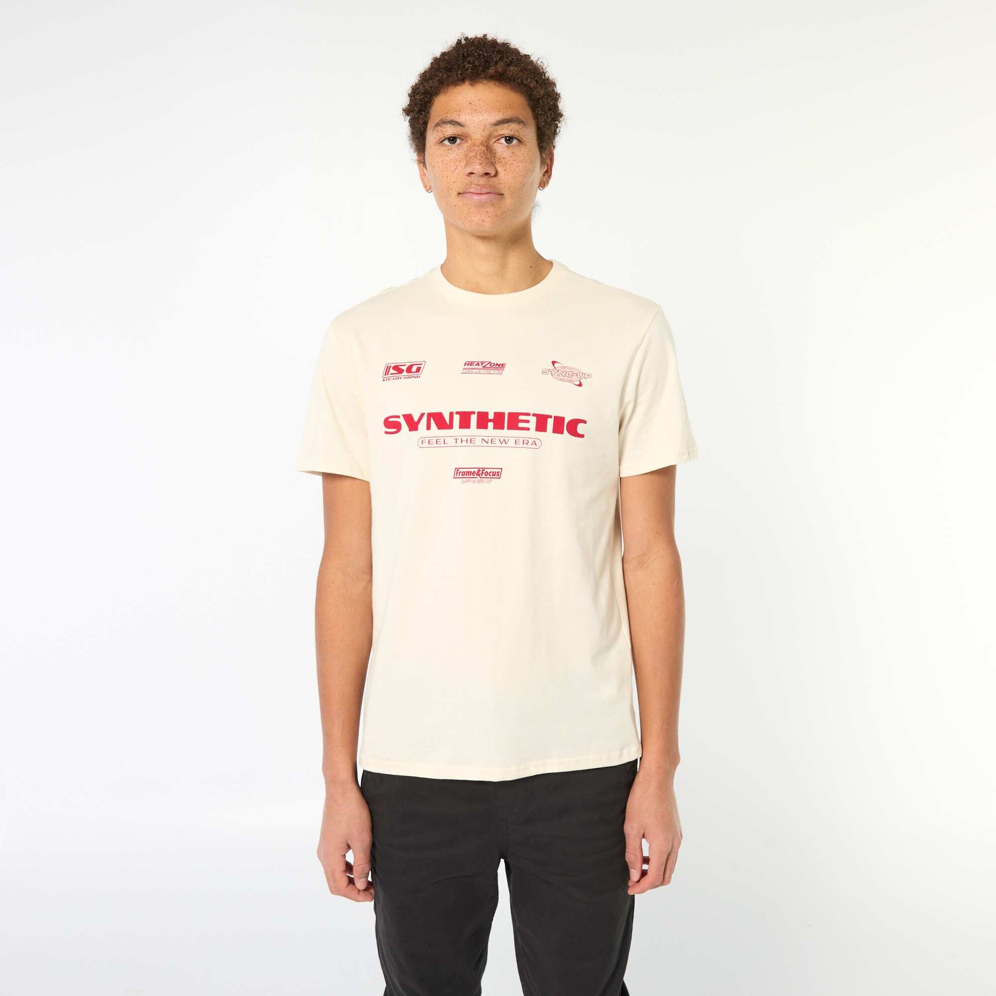 Camiseta estampada de algodón lisa BLANCO