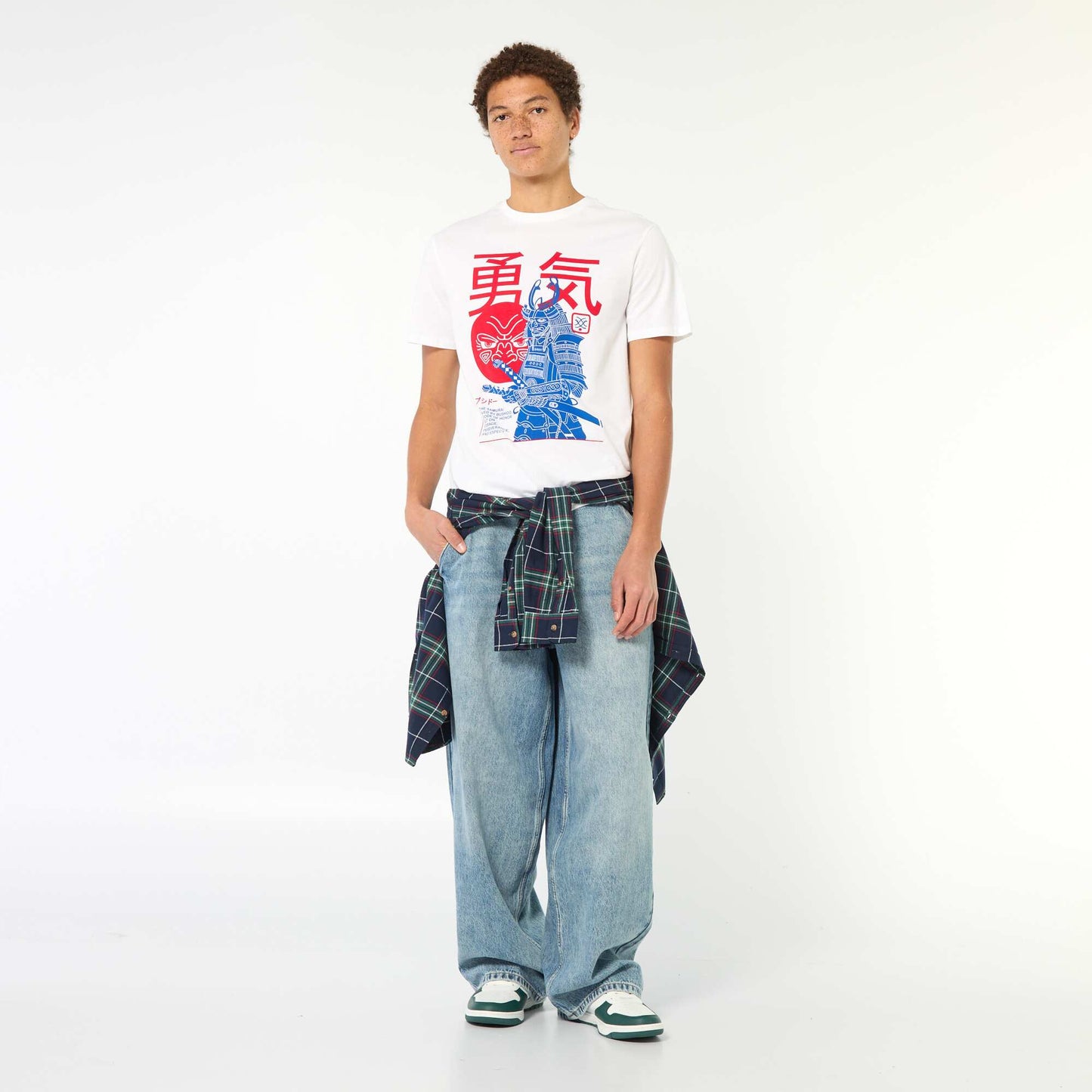 Camiseta estampada de algodón lisa BLANCO