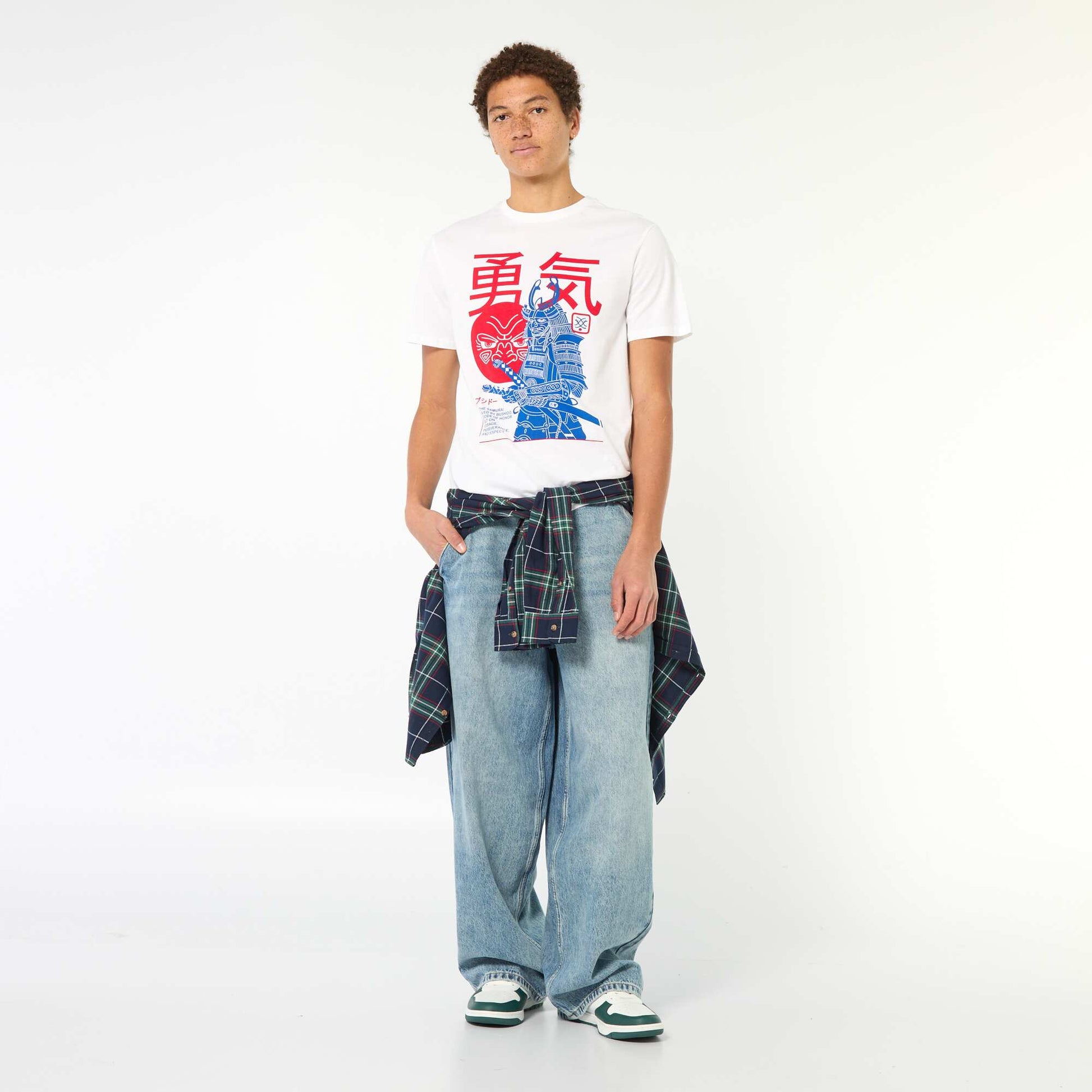 Camiseta estampada de algodón lisa BLANCO