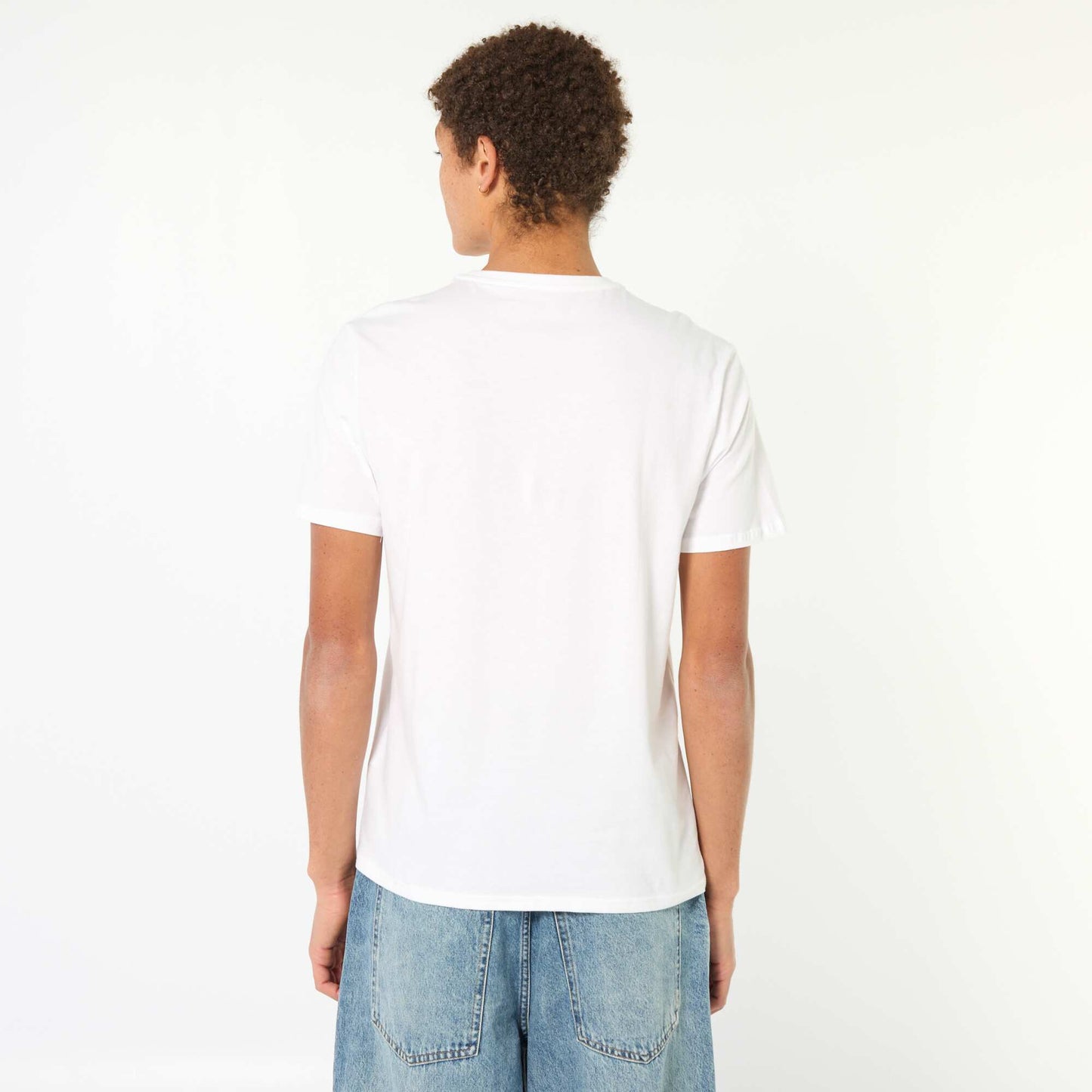 Camiseta estampada de algodón lisa BLANCO