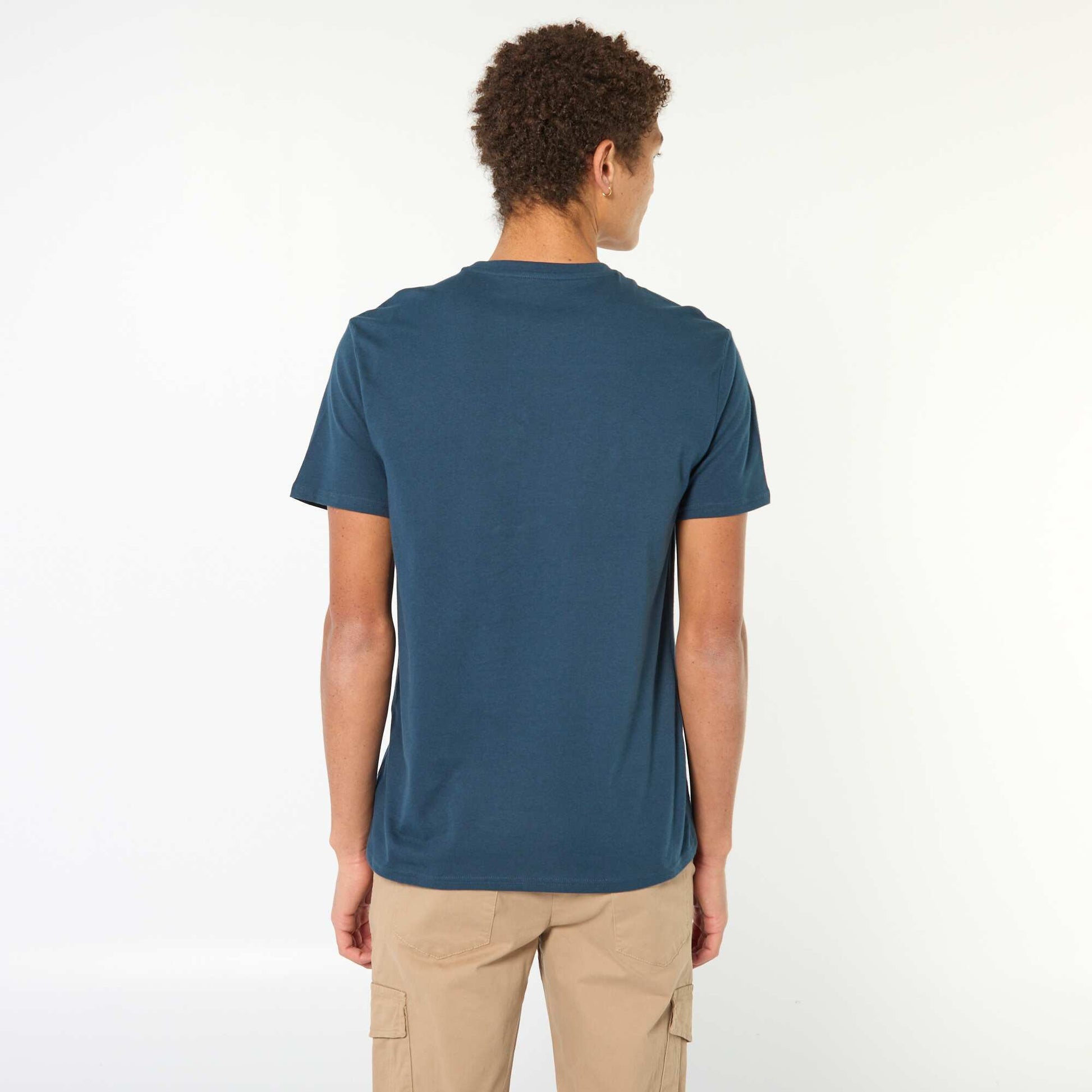 Camiseta estampada de algodón liso AZUL
