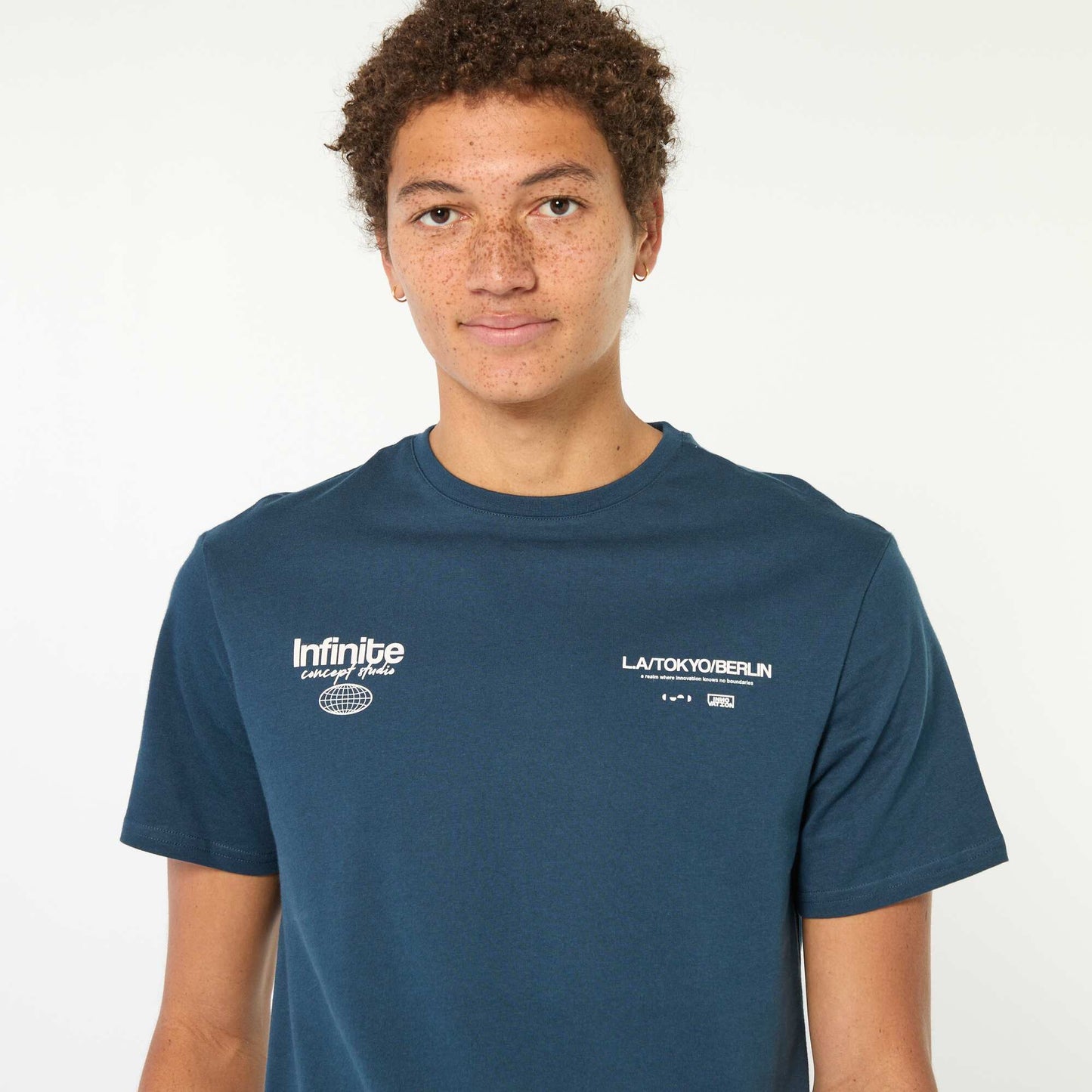 Camiseta estampada de algodón liso AZUL
