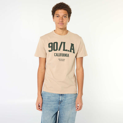 Camiseta estampada de algodón liso BEIGE