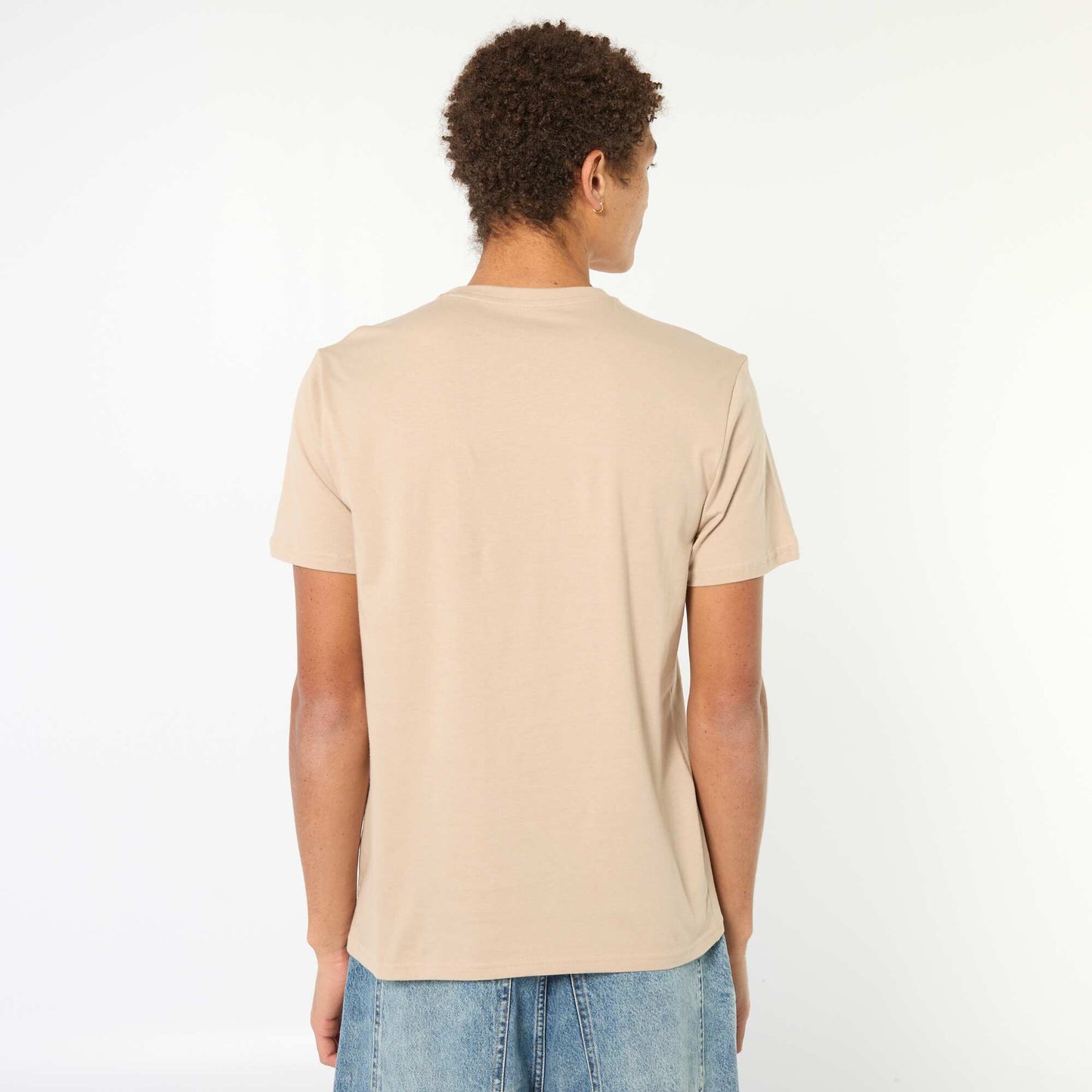 Camiseta estampada de algodón liso BEIGE