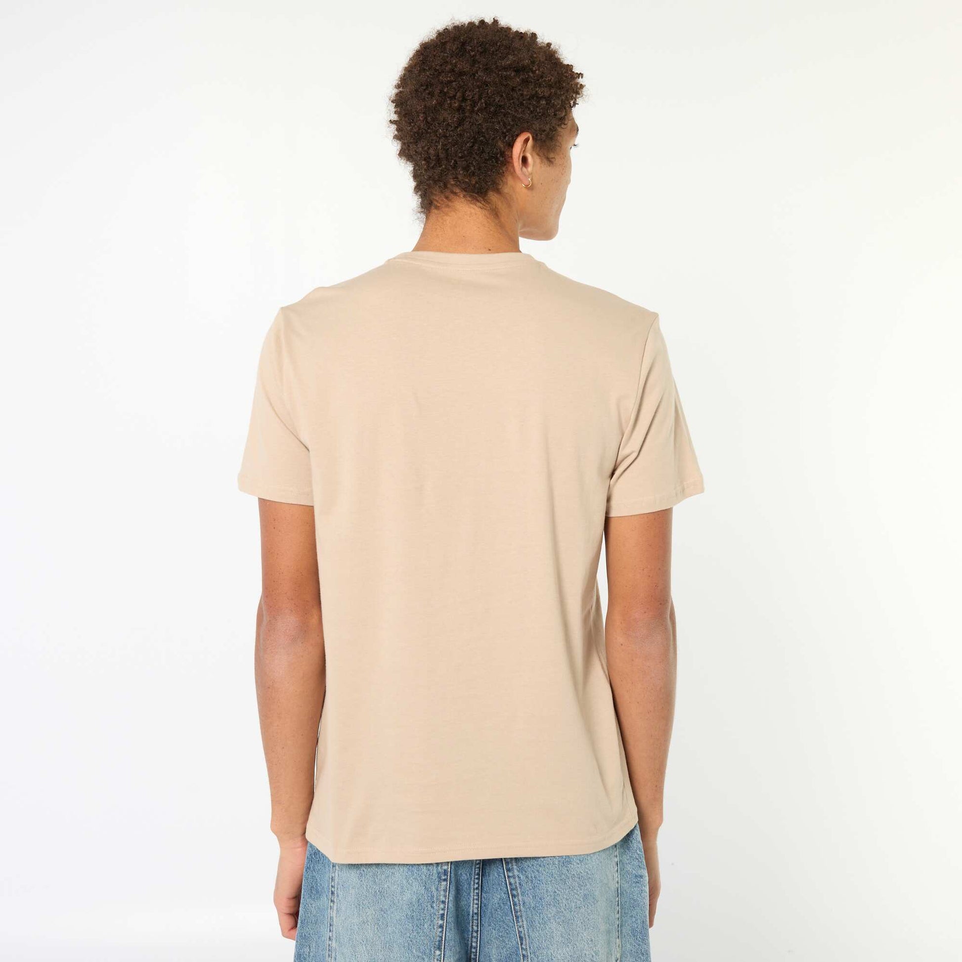 Camiseta estampada de algodón liso BEIGE