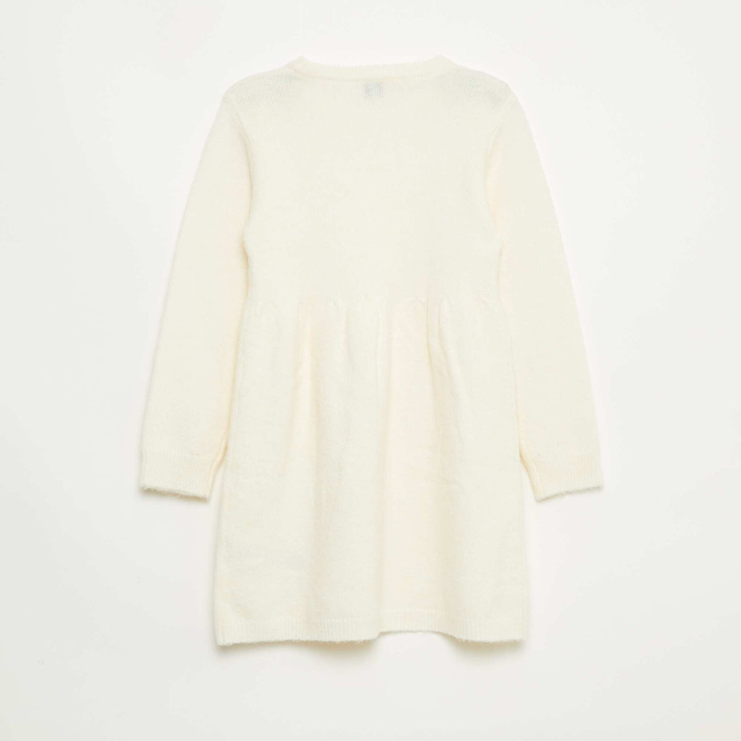 Vestido sweater con punto calado y volantes BLANCO