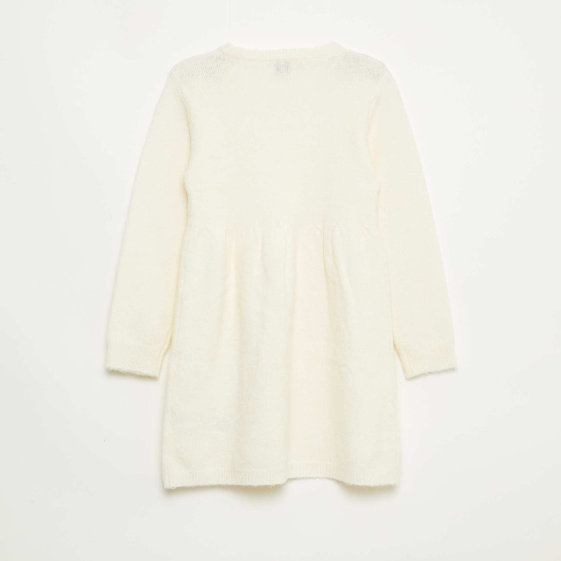 Vestido sweater con punto calado y volantes BLANCO