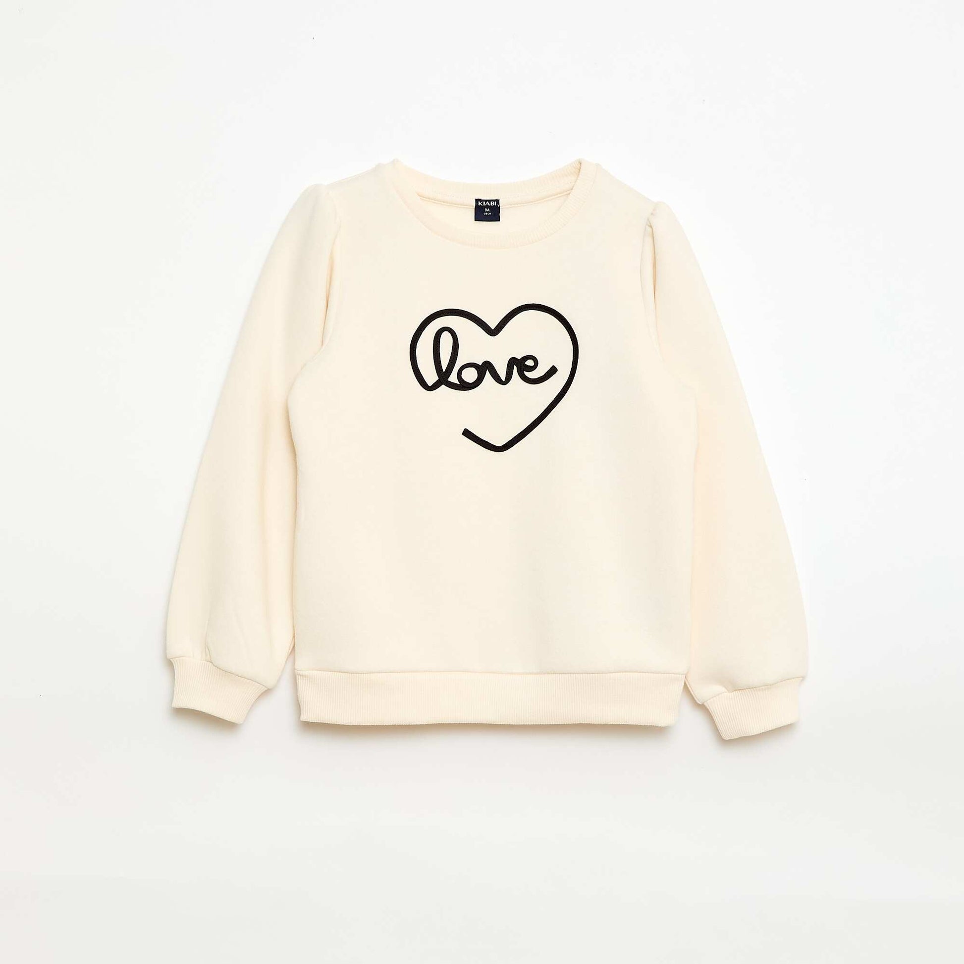Buzo de cuello redondo con motivo de cordón BEIGE
