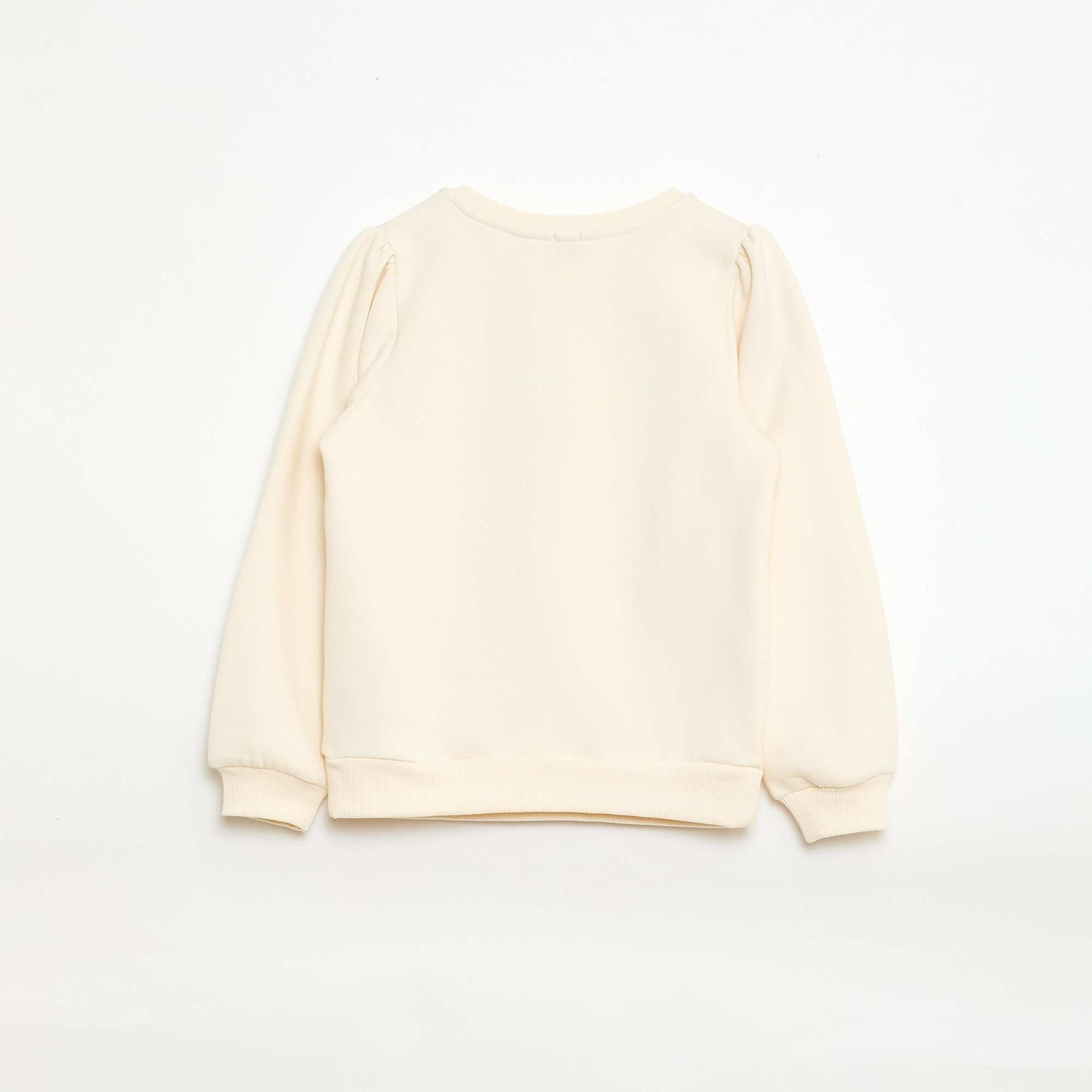 Buzo de cuello redondo con motivo de cordón BEIGE