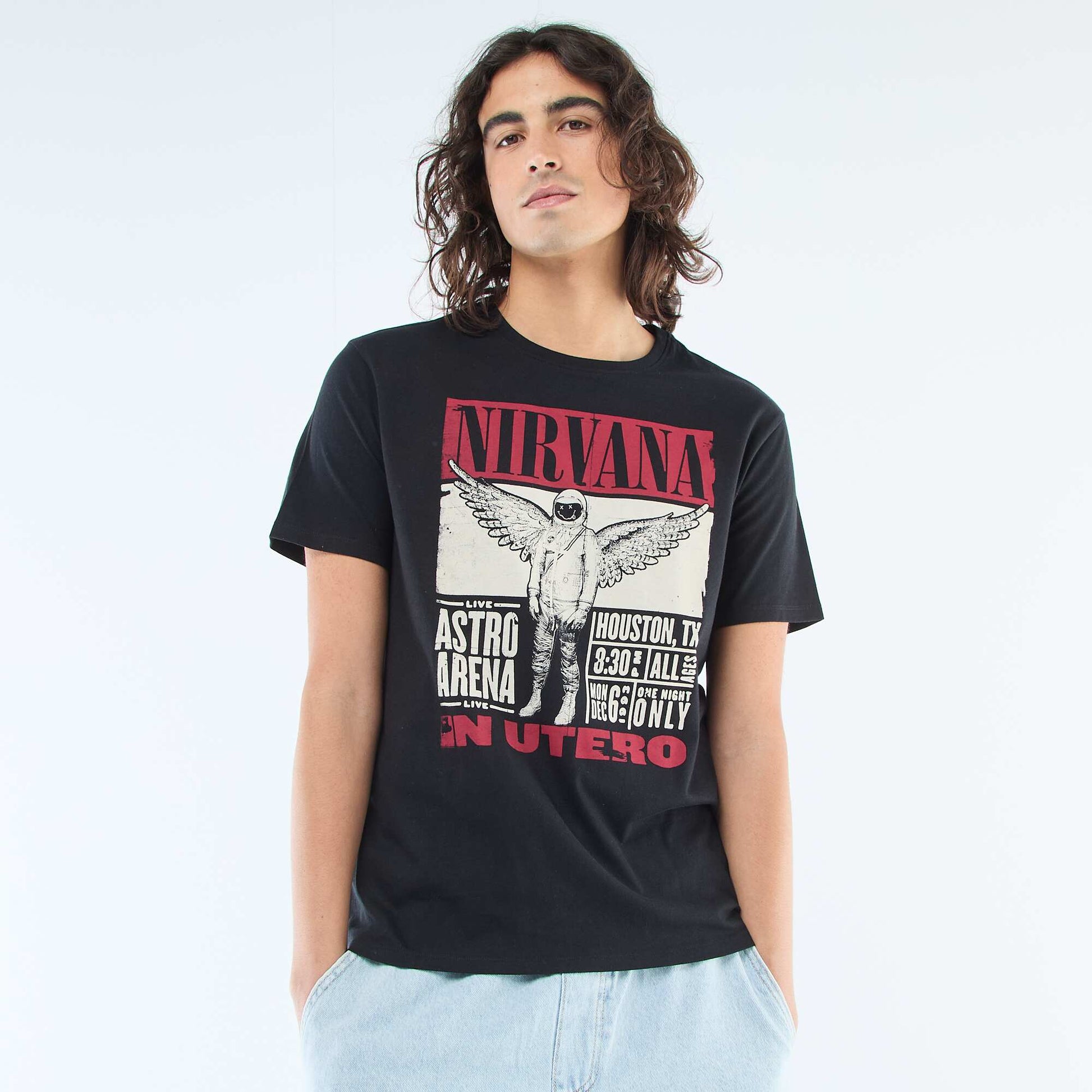 Camiseta estampada 'Nirvana' NEGRO