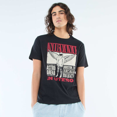 Camiseta estampada 'Nirvana' NEGRO