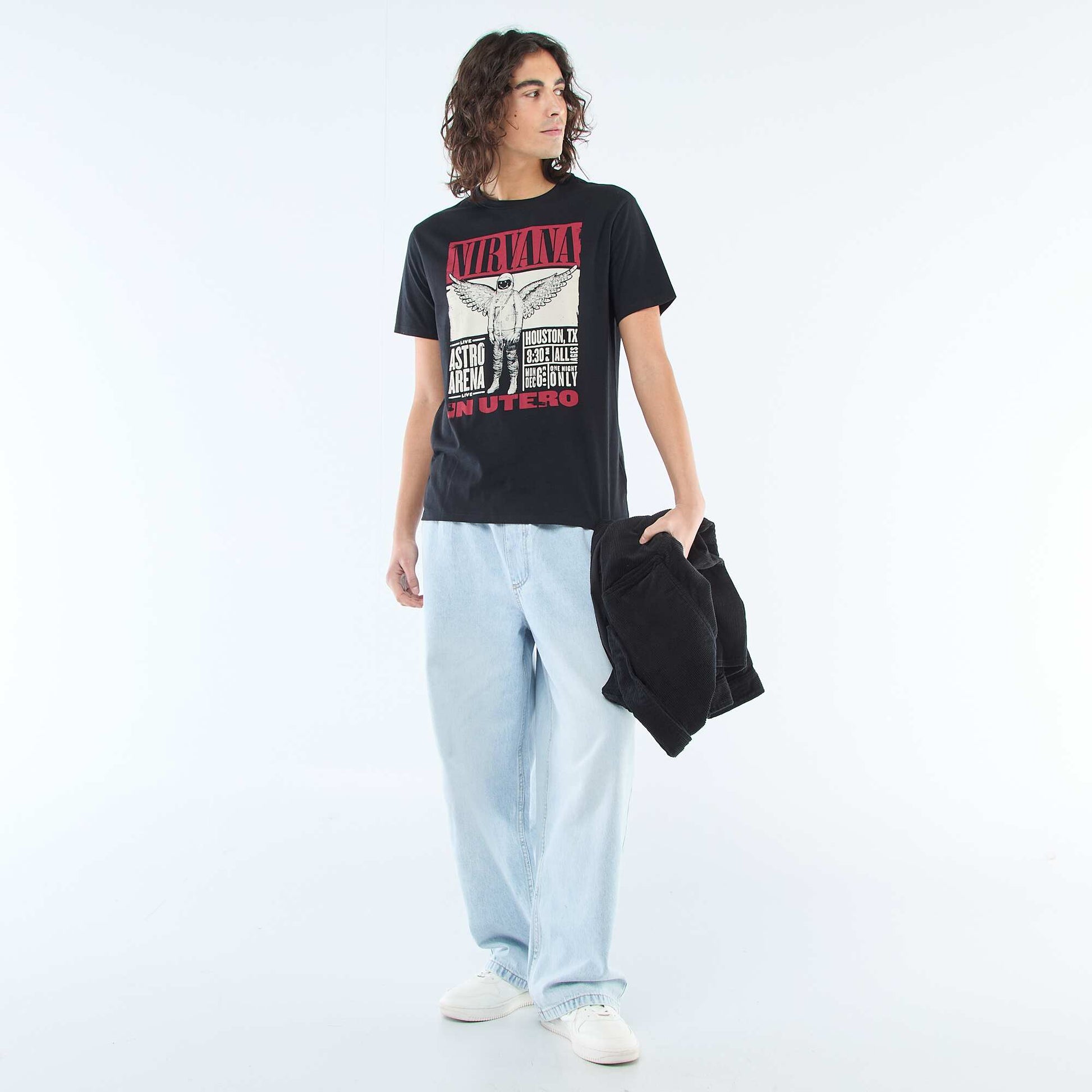 Camiseta estampada 'Nirvana' NEGRO
