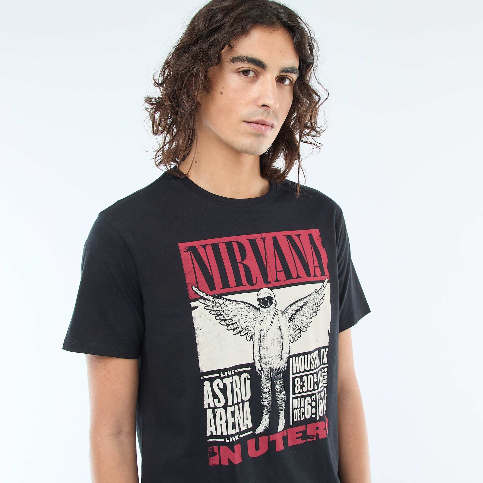 Camiseta estampada 'Nirvana' NEGRO