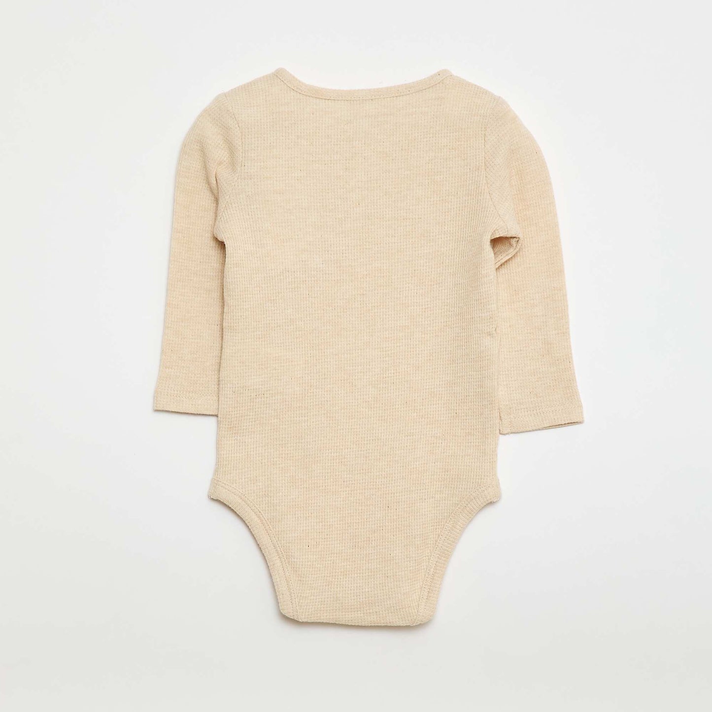 Body de manga larga de punto gofrado BEIGE