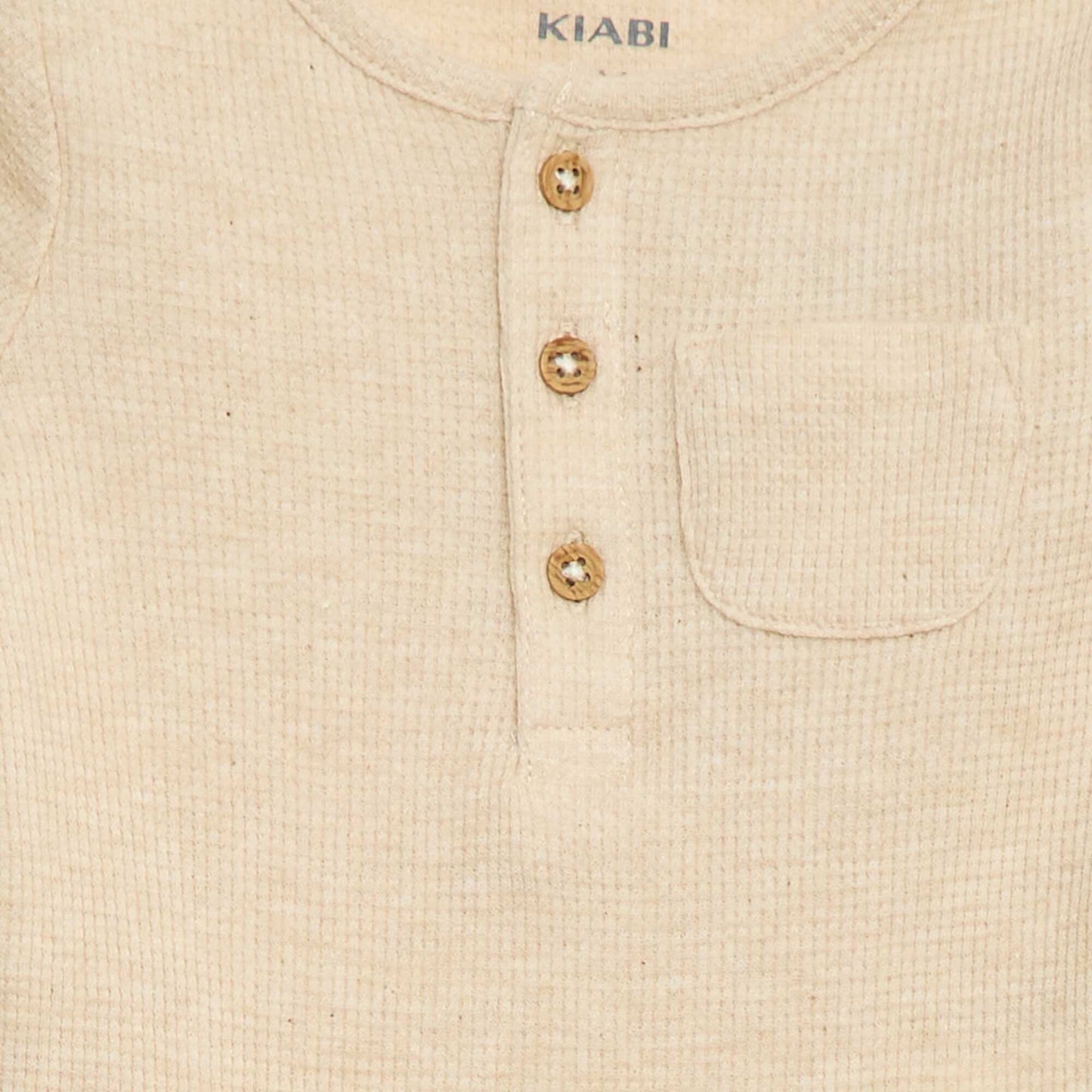 Body de manga larga de punto gofrado BEIGE