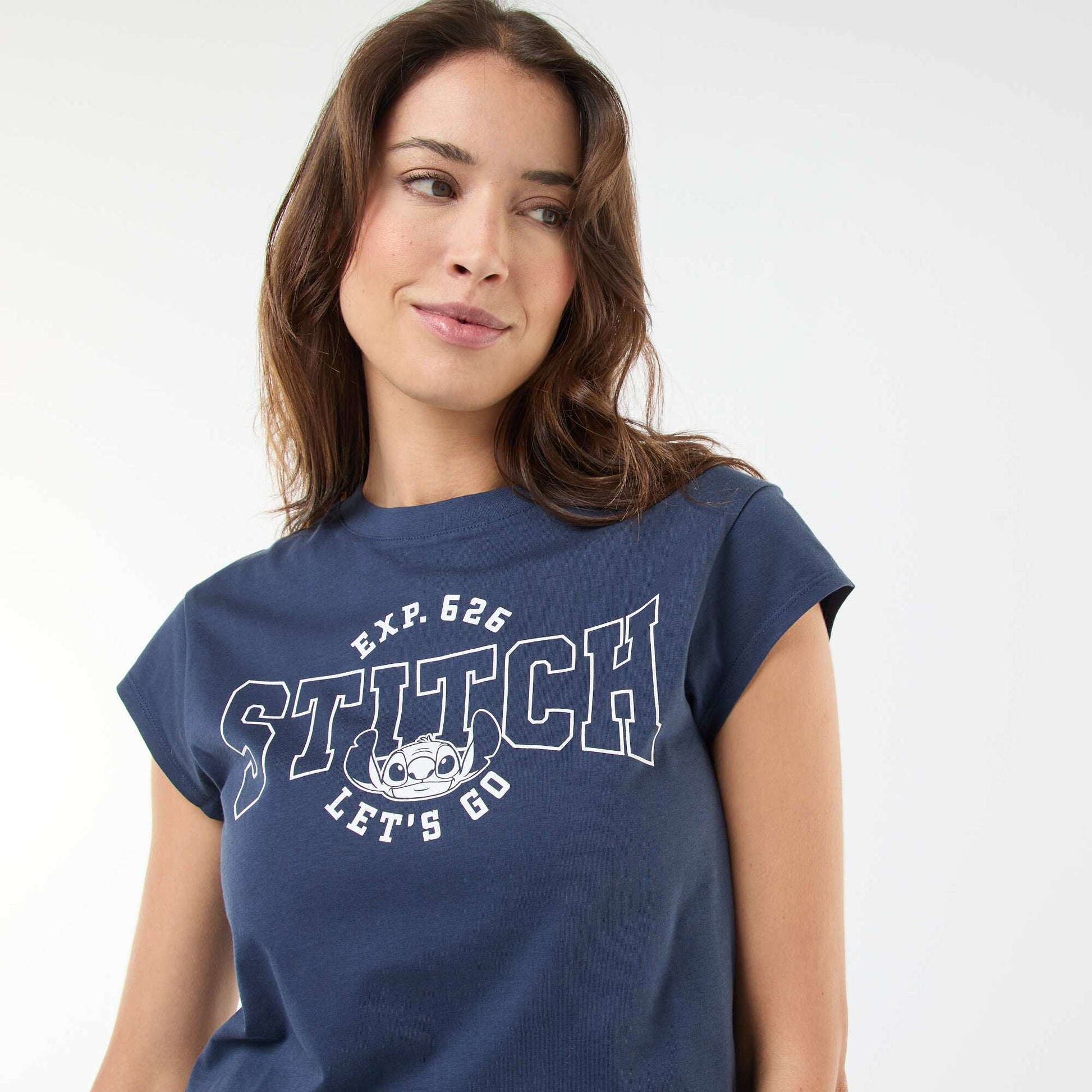 Camiseta estampada 'Disney' 'Stitch' de algodón AZUL