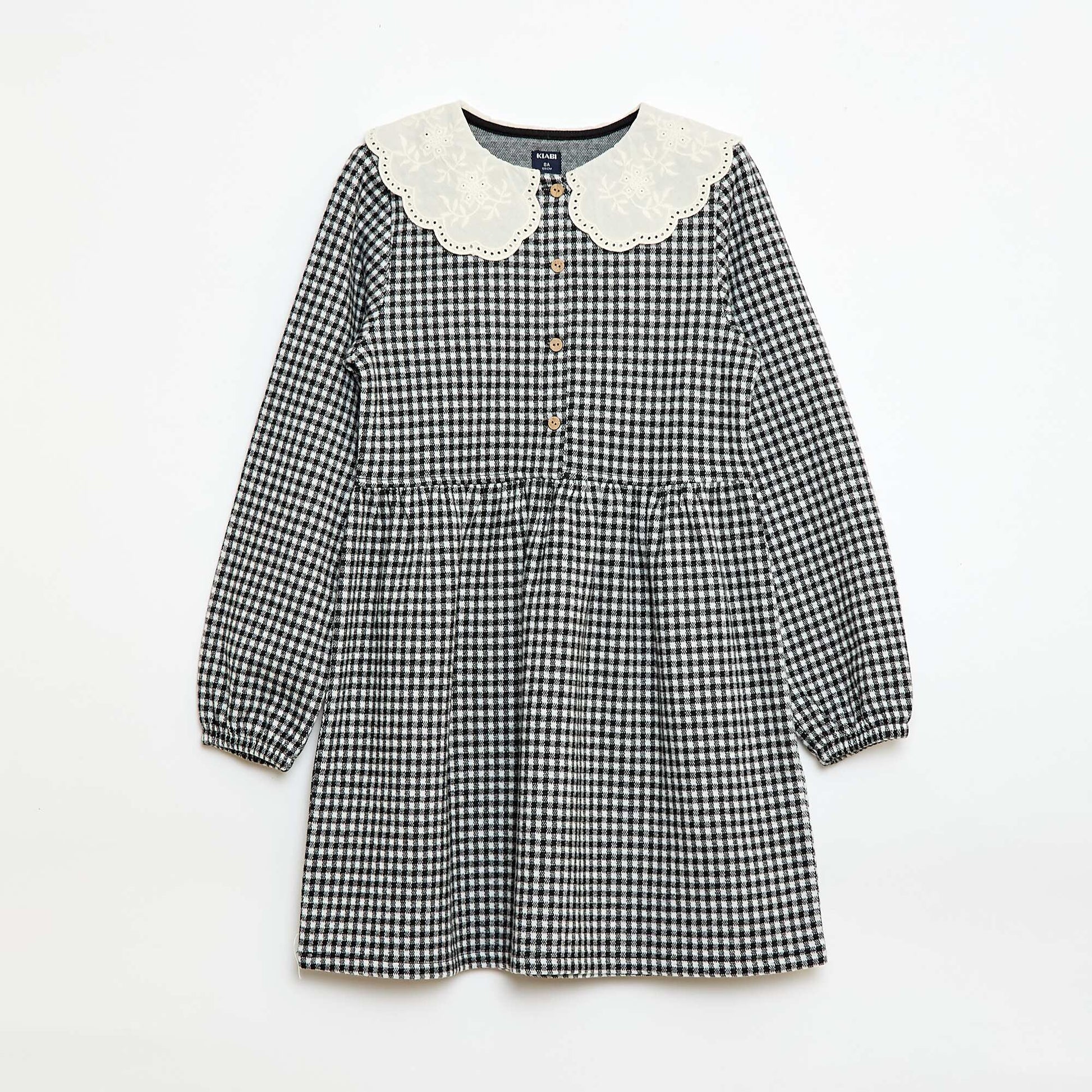 Vestido de punto jacquard con cuello Claudine NEGRO