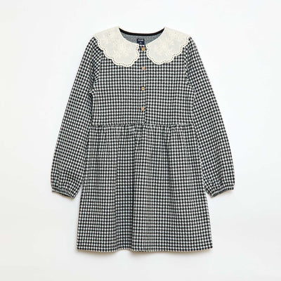 Vestido de punto jacquard con cuello Claudine NEGRO