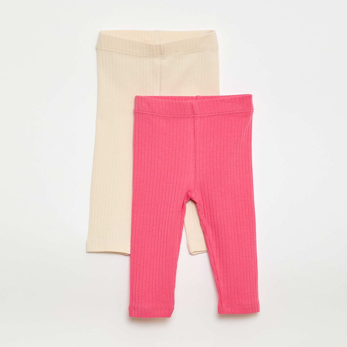 Pack de 2 leggings de canalé BLANCO