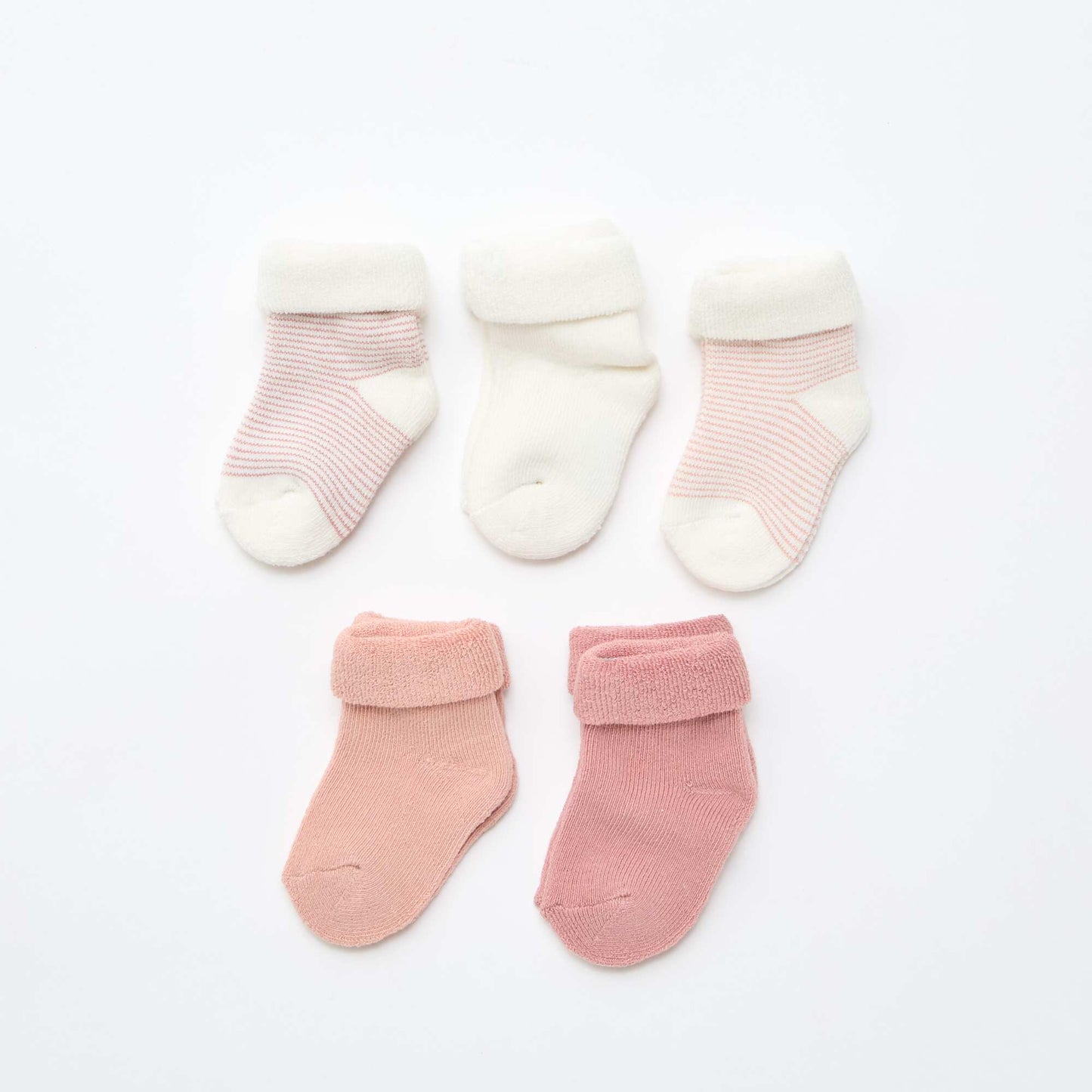 Pack de 5 pares de medias con vuelta en algodón ROSA