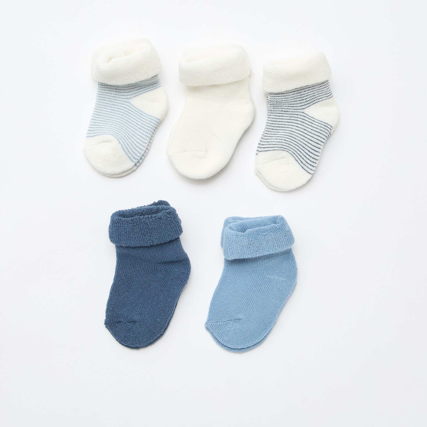 Pack de 5 pares de medias con vuelta en algodón AZUL