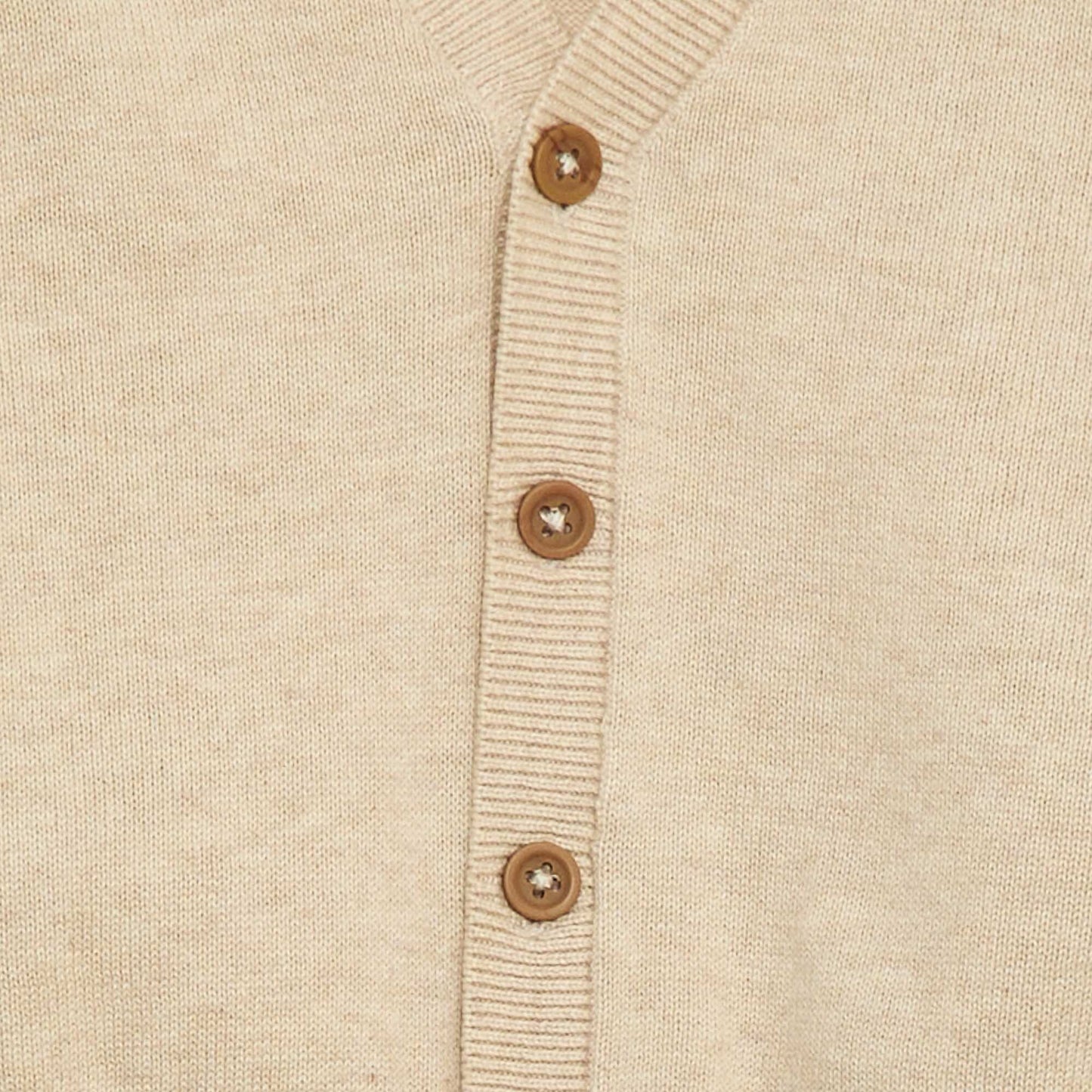 Cárdigan de punto fino con cuello en pico BEIGE