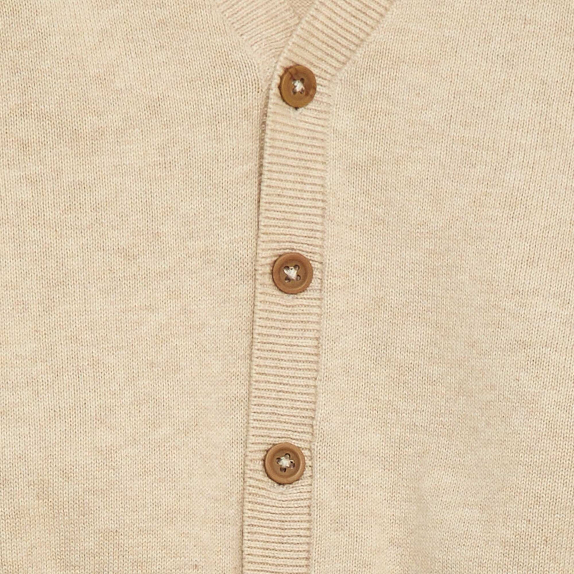Cárdigan de punto fino con cuello en pico BEIGE