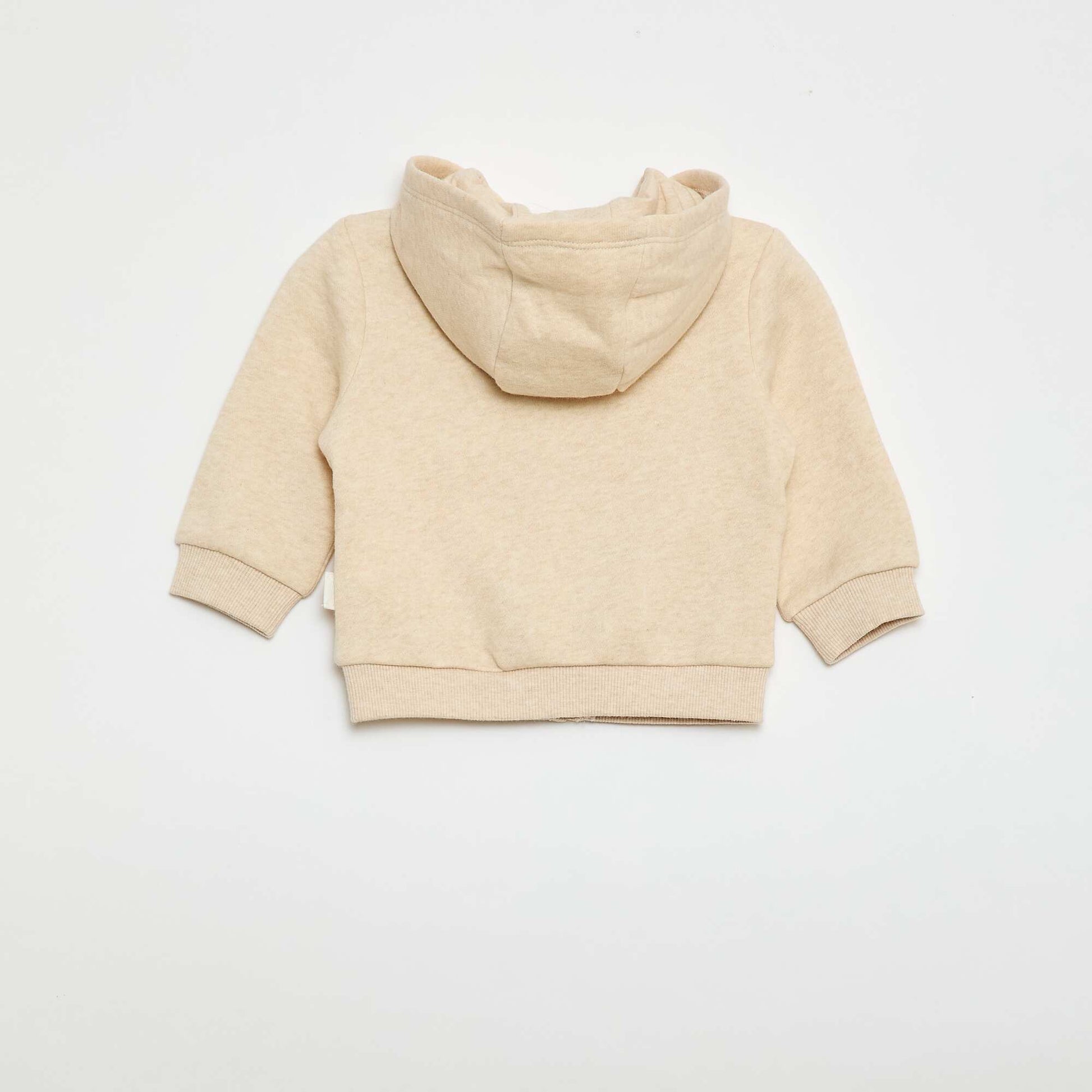 Buzo con cremallera y capucha en felpa perchada BEIGE