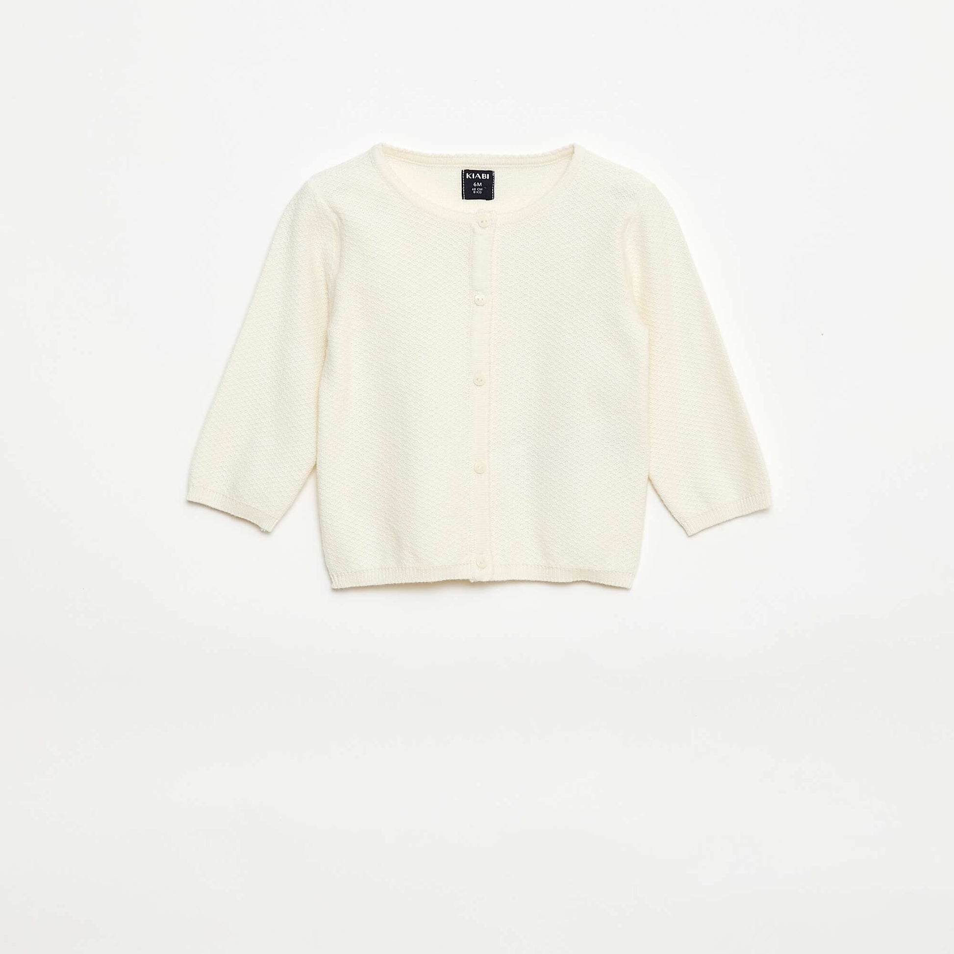 Cárdigan de punto fino liso BLANCO