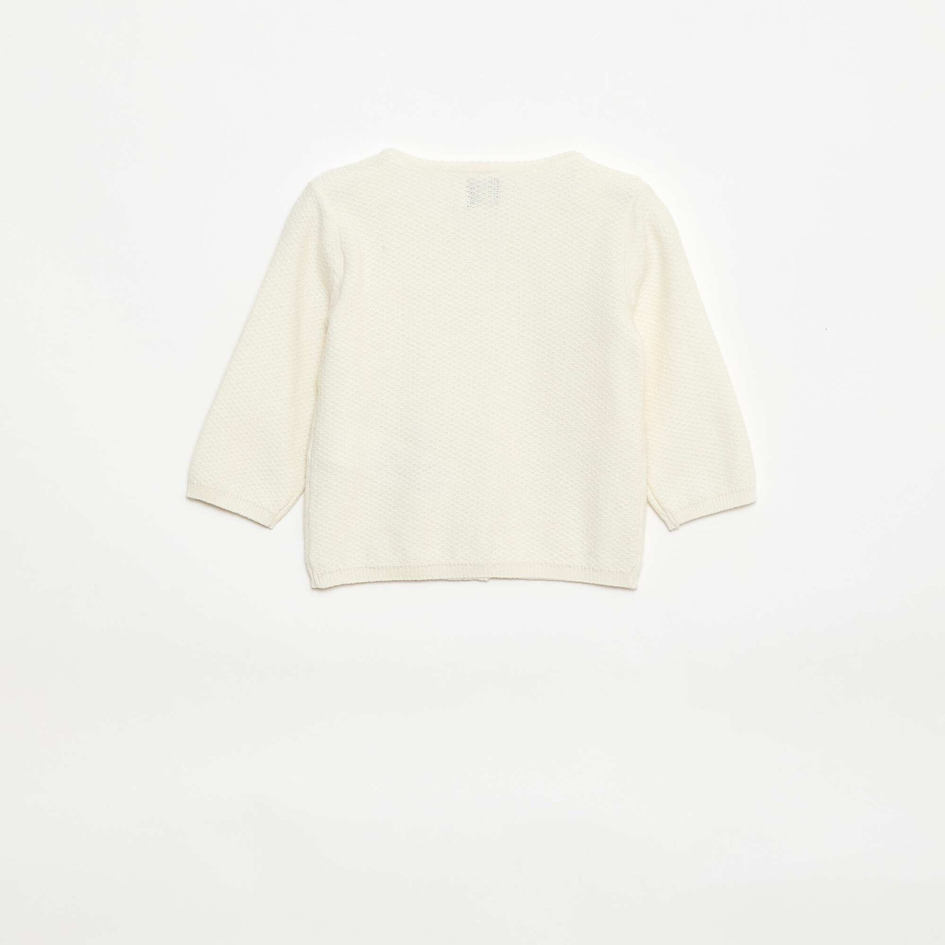 Cárdigan de punto fino liso BLANCO