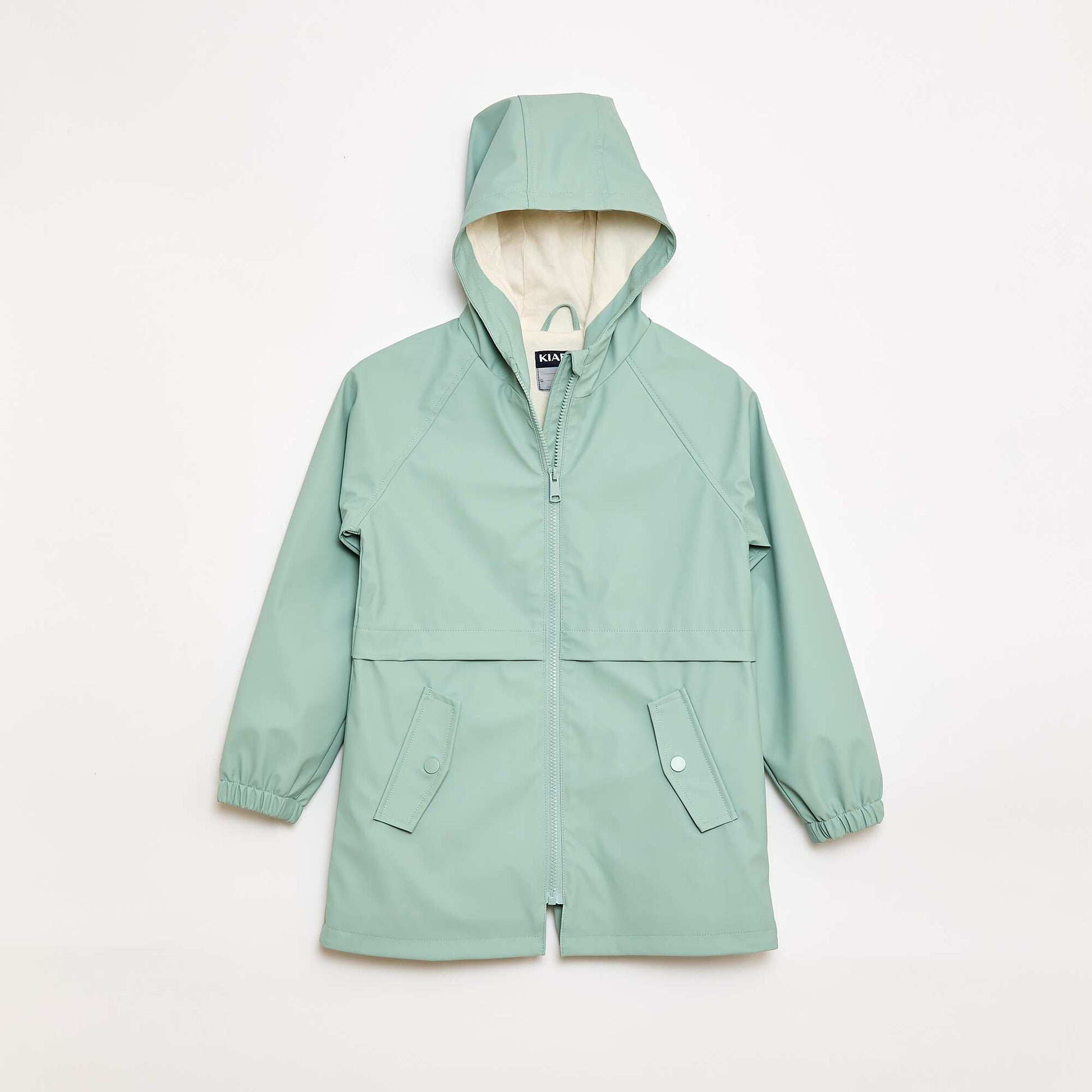 Parka con capucha de goma VERDE