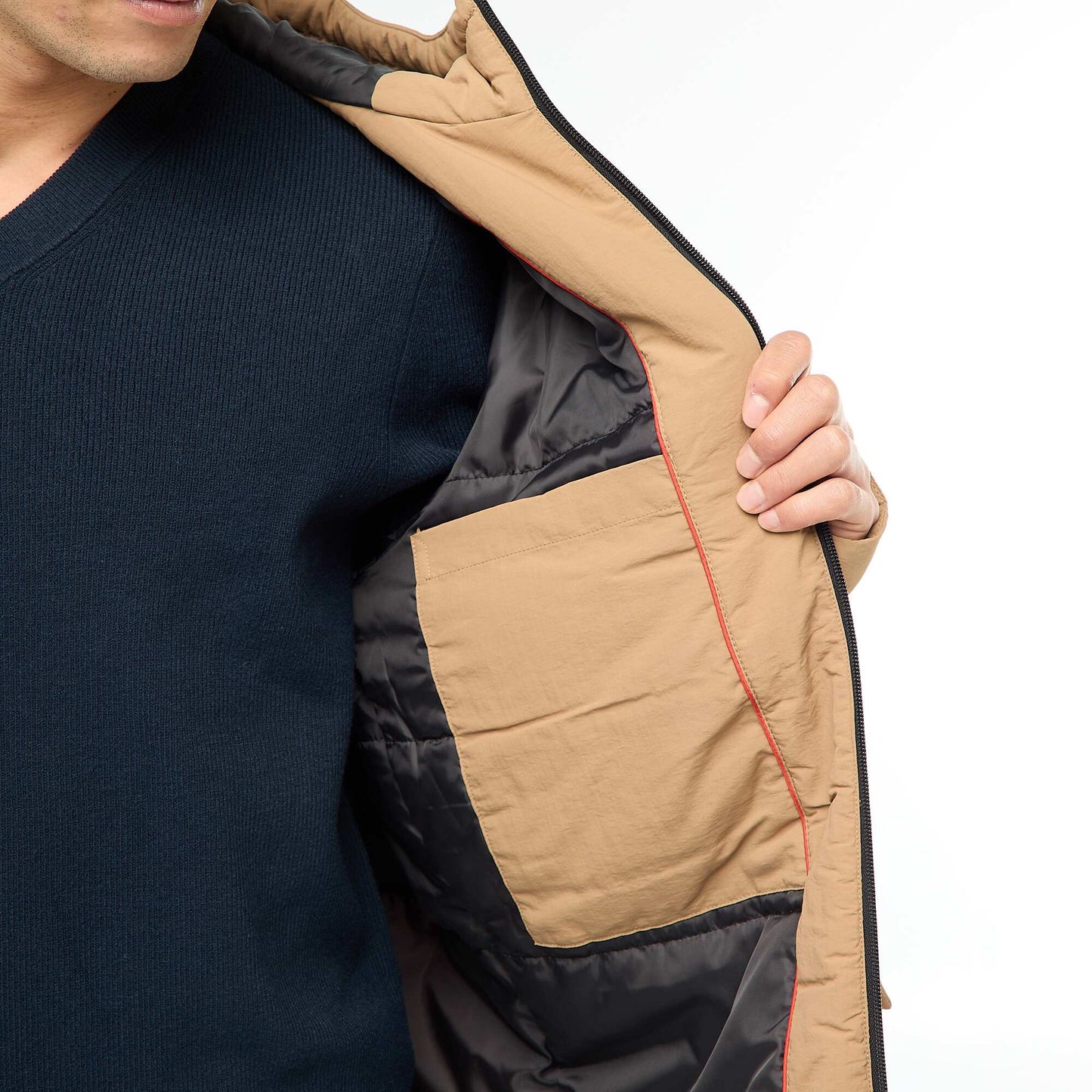 Parka ligera con capucha repelente al agua BEIGE