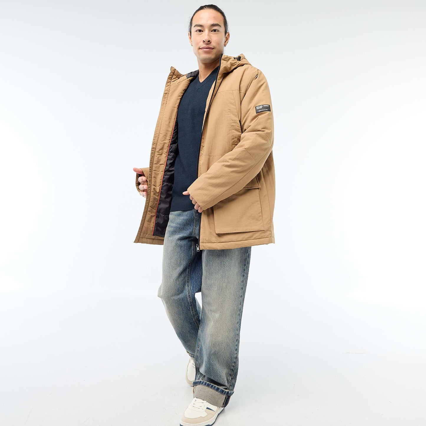 Parka ligera con capucha repelente al agua BEIGE