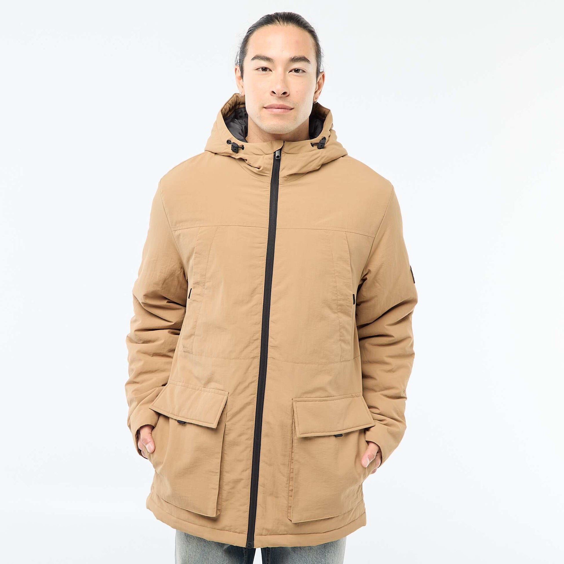 Parka ligera con capucha repelente al agua BEIGE