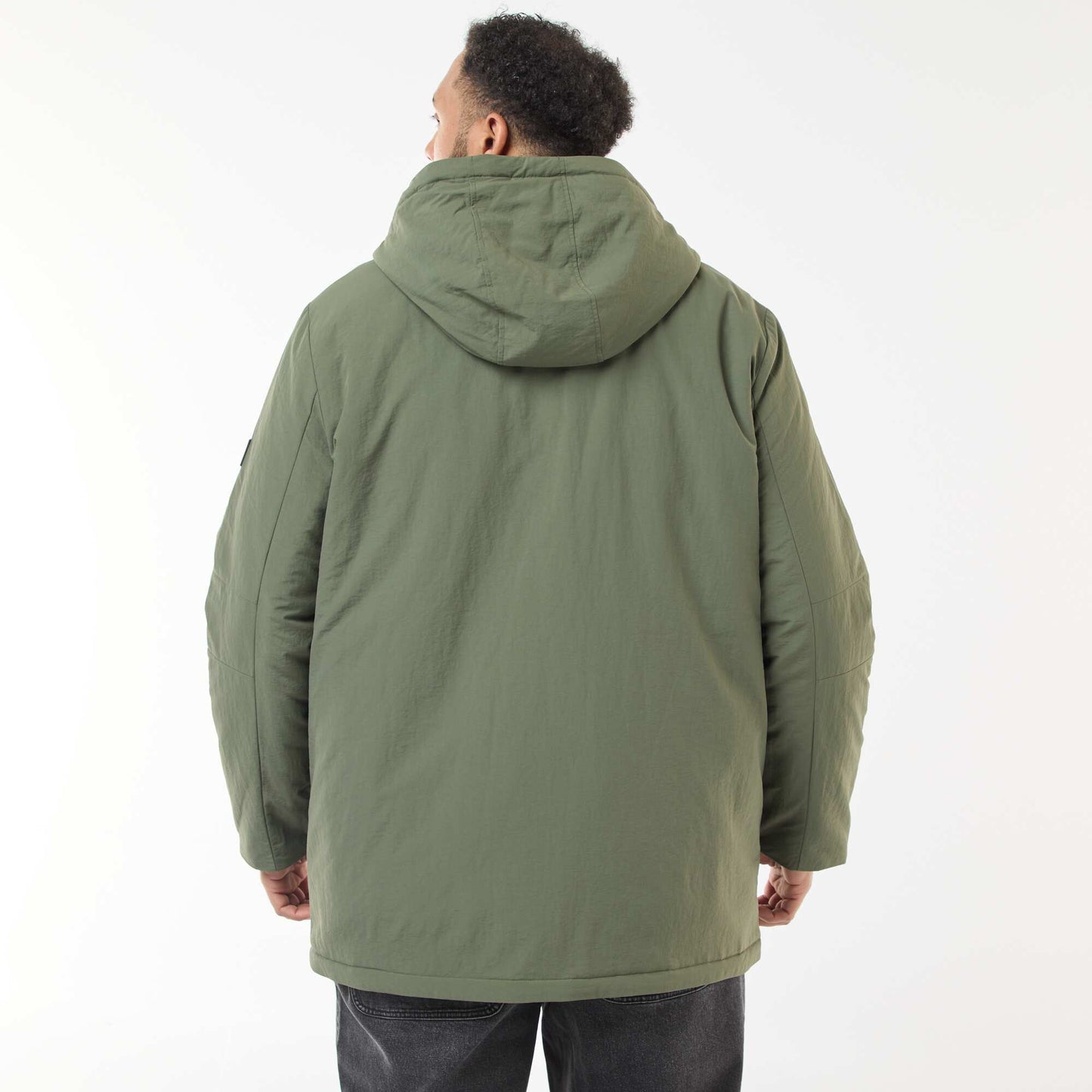 Parka con capucha y bolsillos de parche con doble entrada y forro polar VERDE