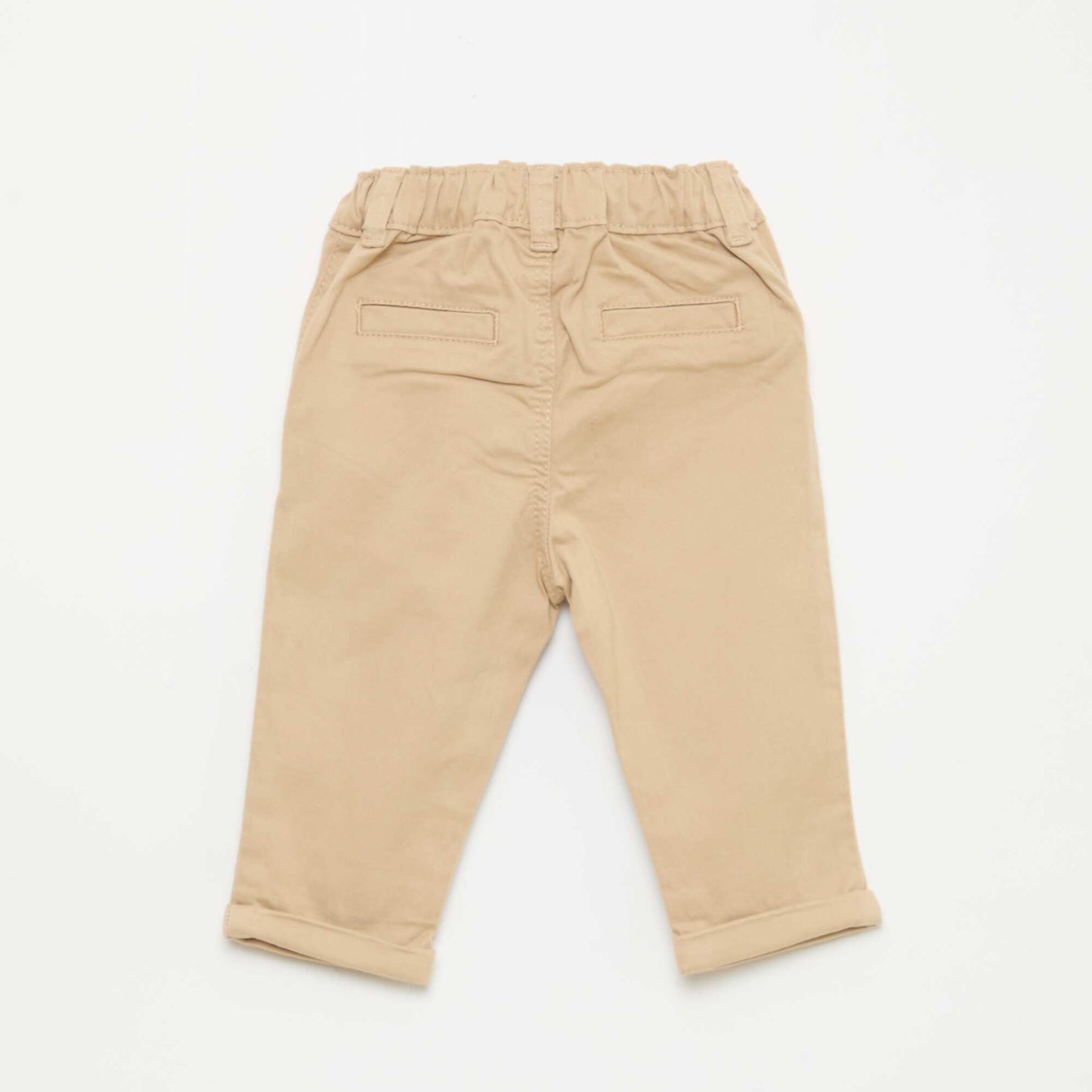 Pantalón chino recto de algodón elástico BEIGE
