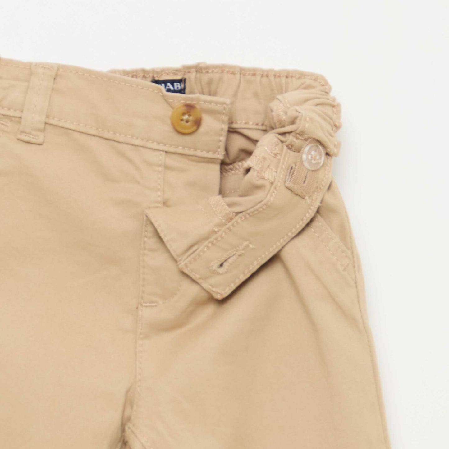 Pantalón chino recto de algodón elástico BEIGE