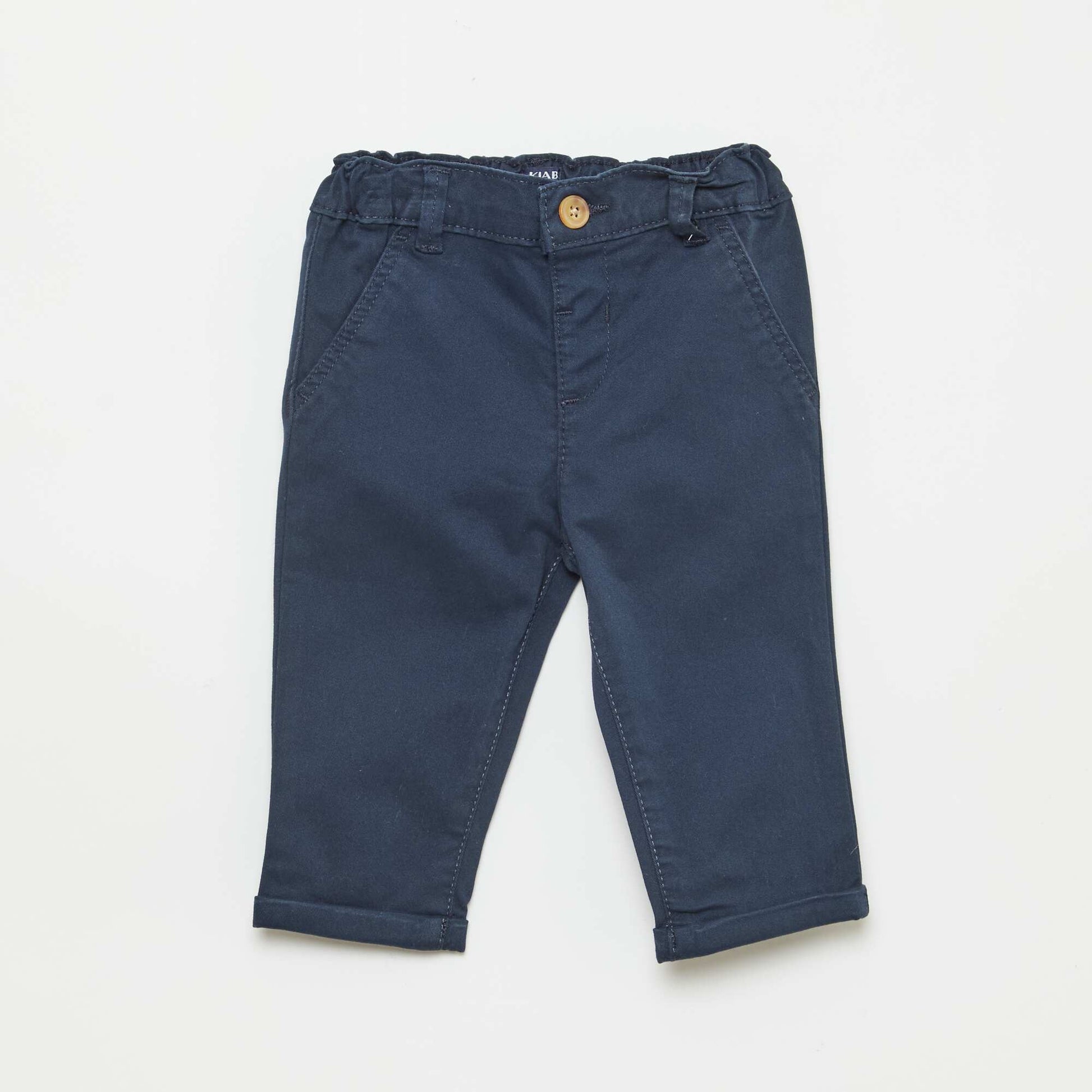 Pantalón chino recto de algodón elástico AZUL