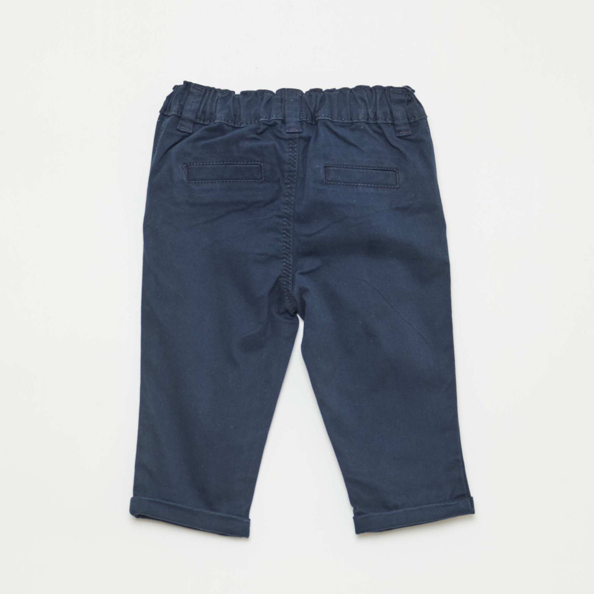 Pantalón chino recto de algodón elástico AZUL