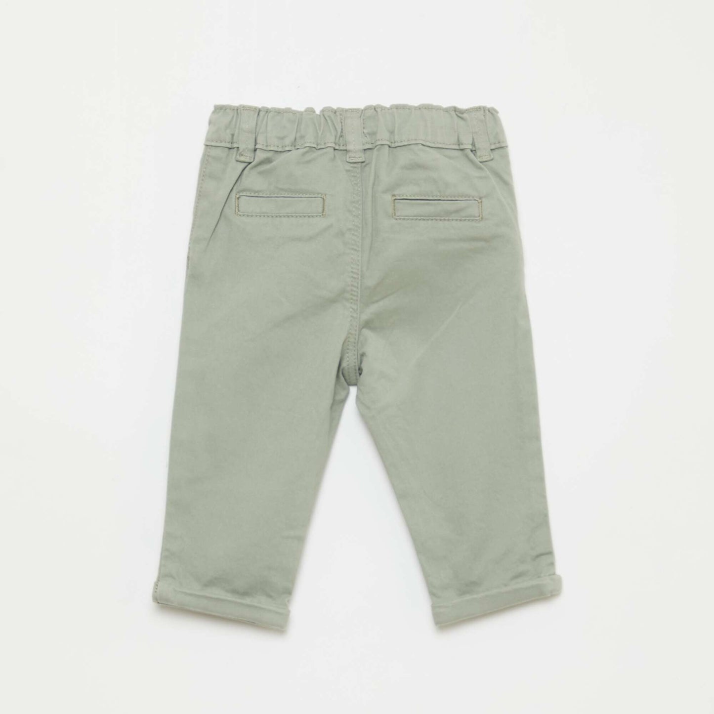 Pantalón chino recto de algodón elástico VERDE
