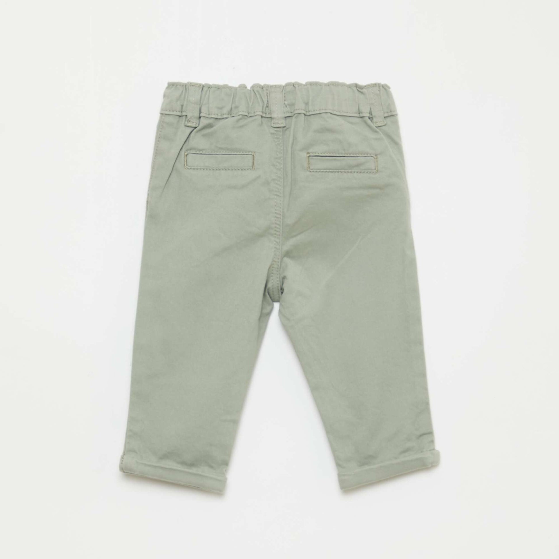 Pantalón chino recto de algodón elástico VERDE