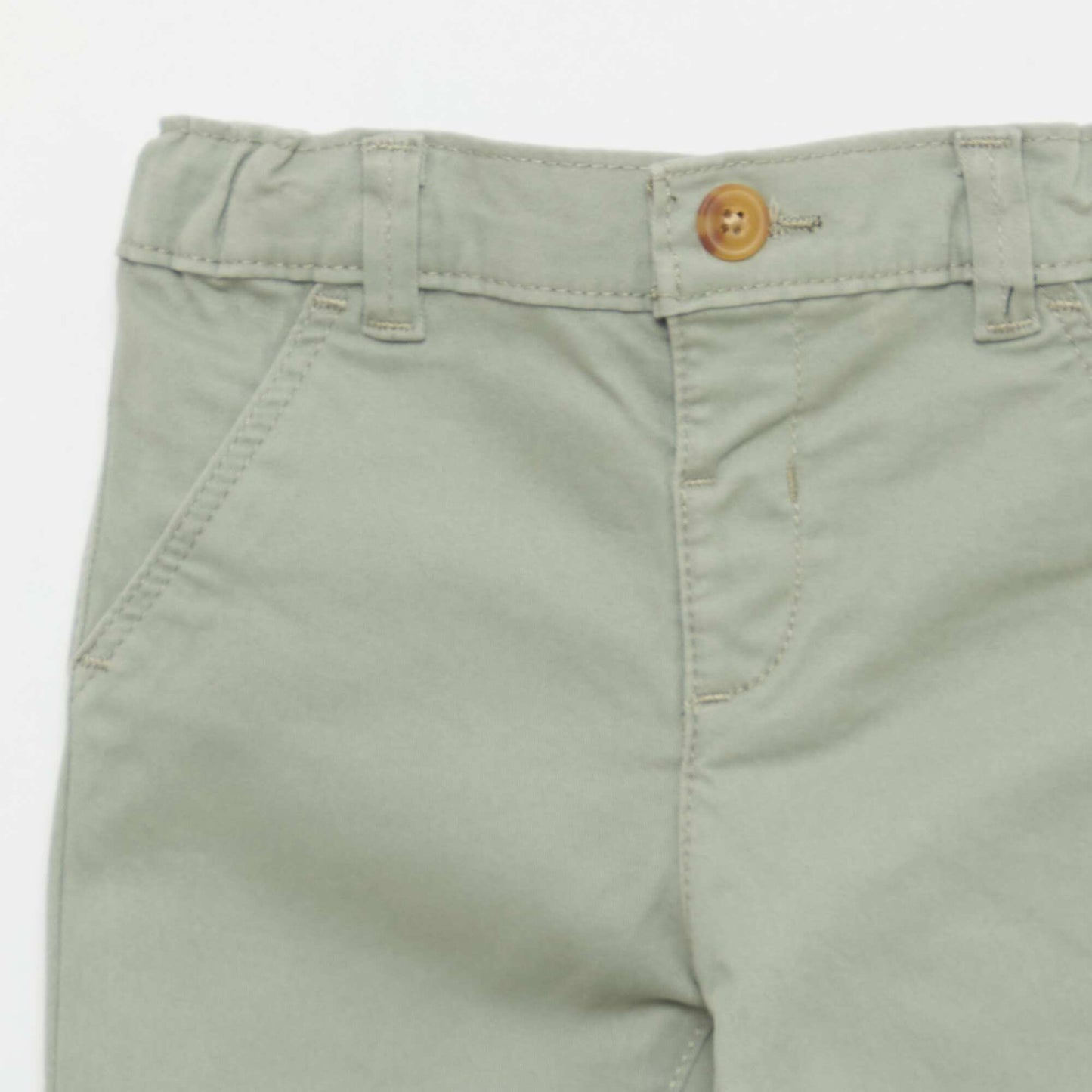 Pantalón chino recto de algodón elástico VERDE