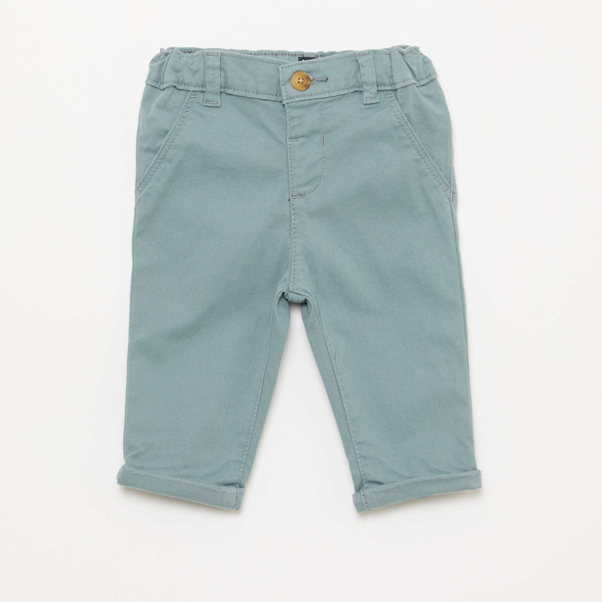 Pantalón chino recto de algodón elástico AZUL