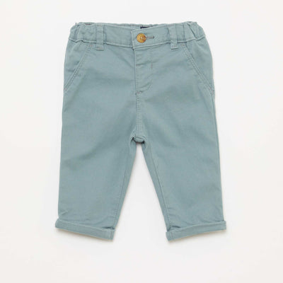 Pantalón chino recto de algodón elástico AZUL