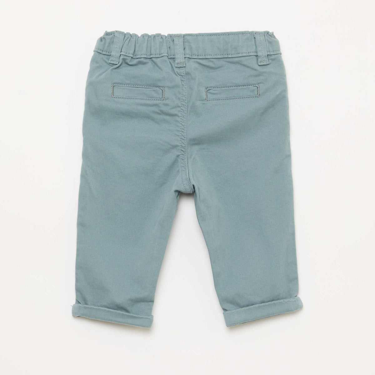 Pantalón chino recto de algodón elástico AZUL